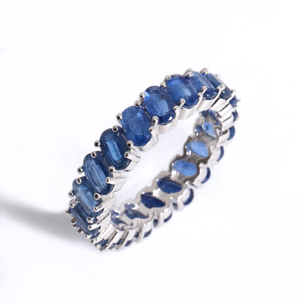 Classic Luxury Design Natural Blue Kyanite Oval Gems Ring 925 Silver Fine Jewelry for Women Anniversary & Banquet & Party Gifts
