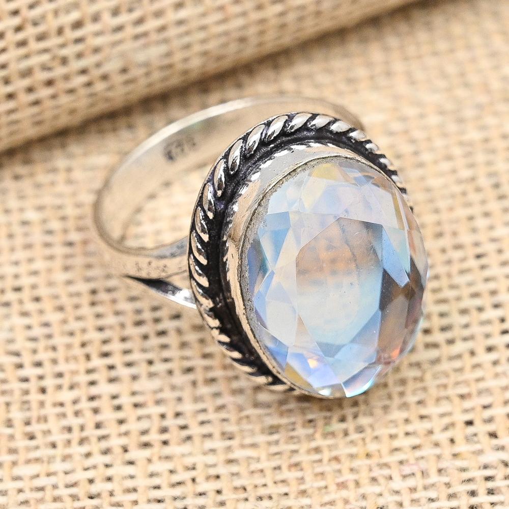 Rainbow Mystic Topaz Gemstone Handmade Jewelry 925 Sterling Silver Ring For Wedding Gift