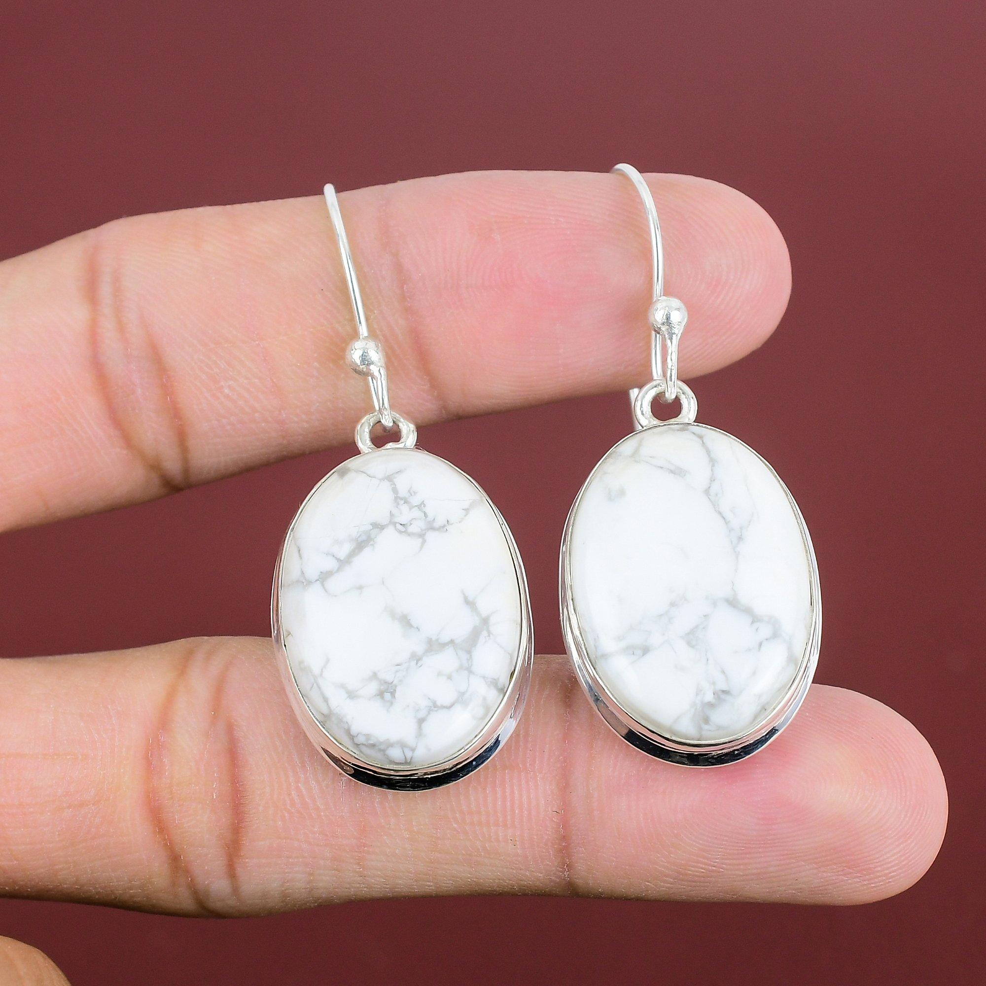 Howlite Earring Natural Gemstone Earring 925 Sterling Silver Earrings Handmade Jewelry Birthstone Earrings Brand New Jewelry Gifts For Women