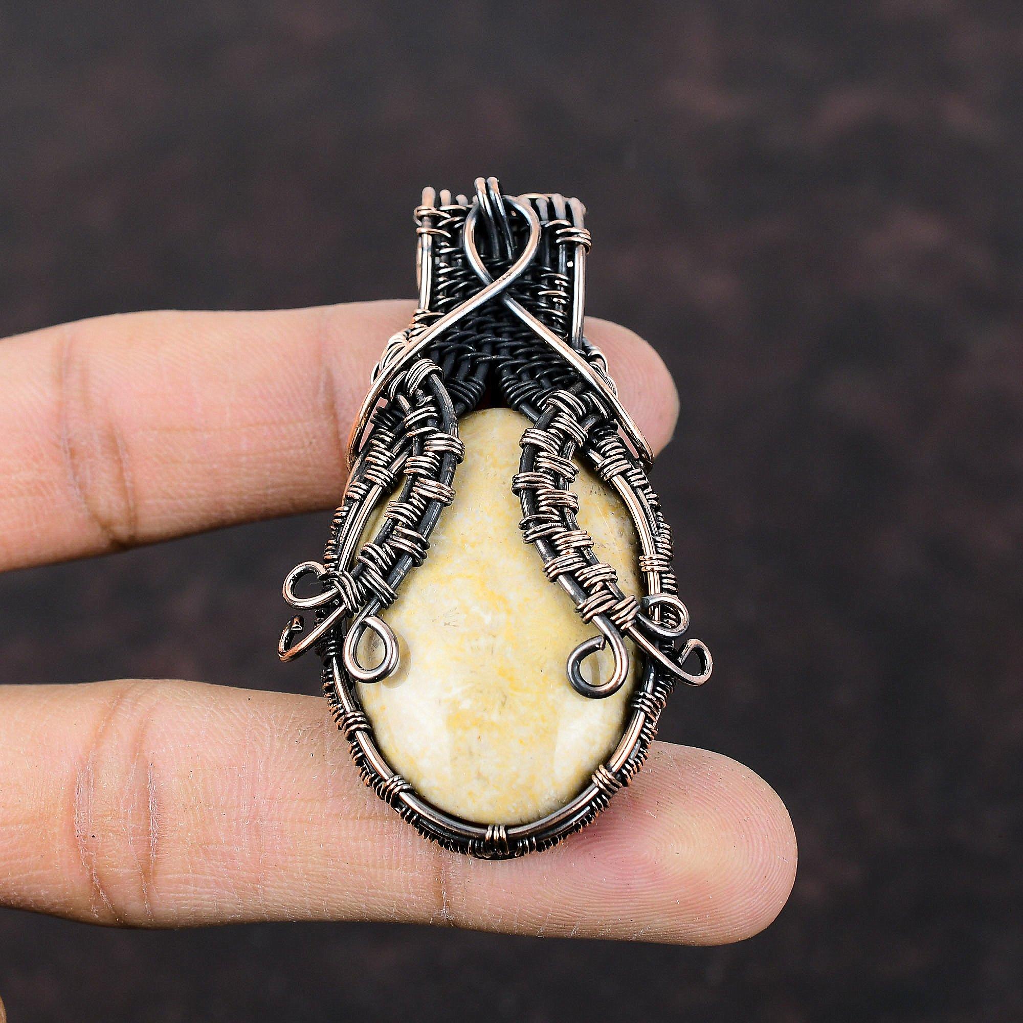 Fossil Coral Pendant Copper Wire Wrapped Pendant Brand New Pendant Gemstone Copper Jewelry Handmade Pendant Gift For Women Wire Wrap Jewelry