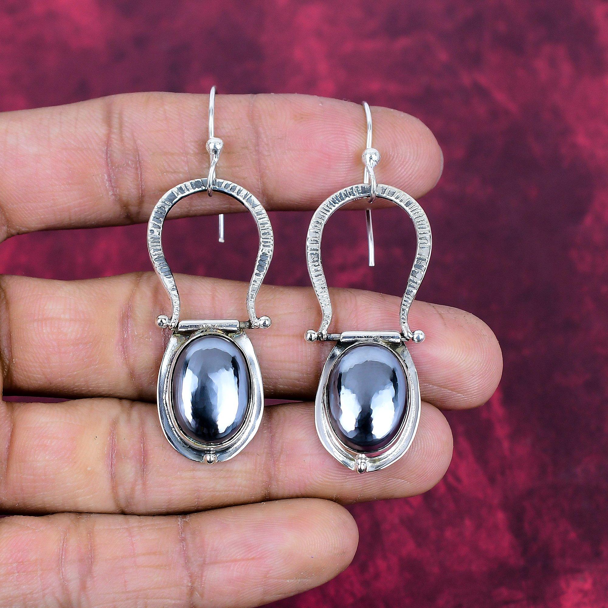 Shungite Jewelry, 925 Solid Sterling Silver Earrings Jewelry, Handmade Earrings Gemstone Jewelry For Women