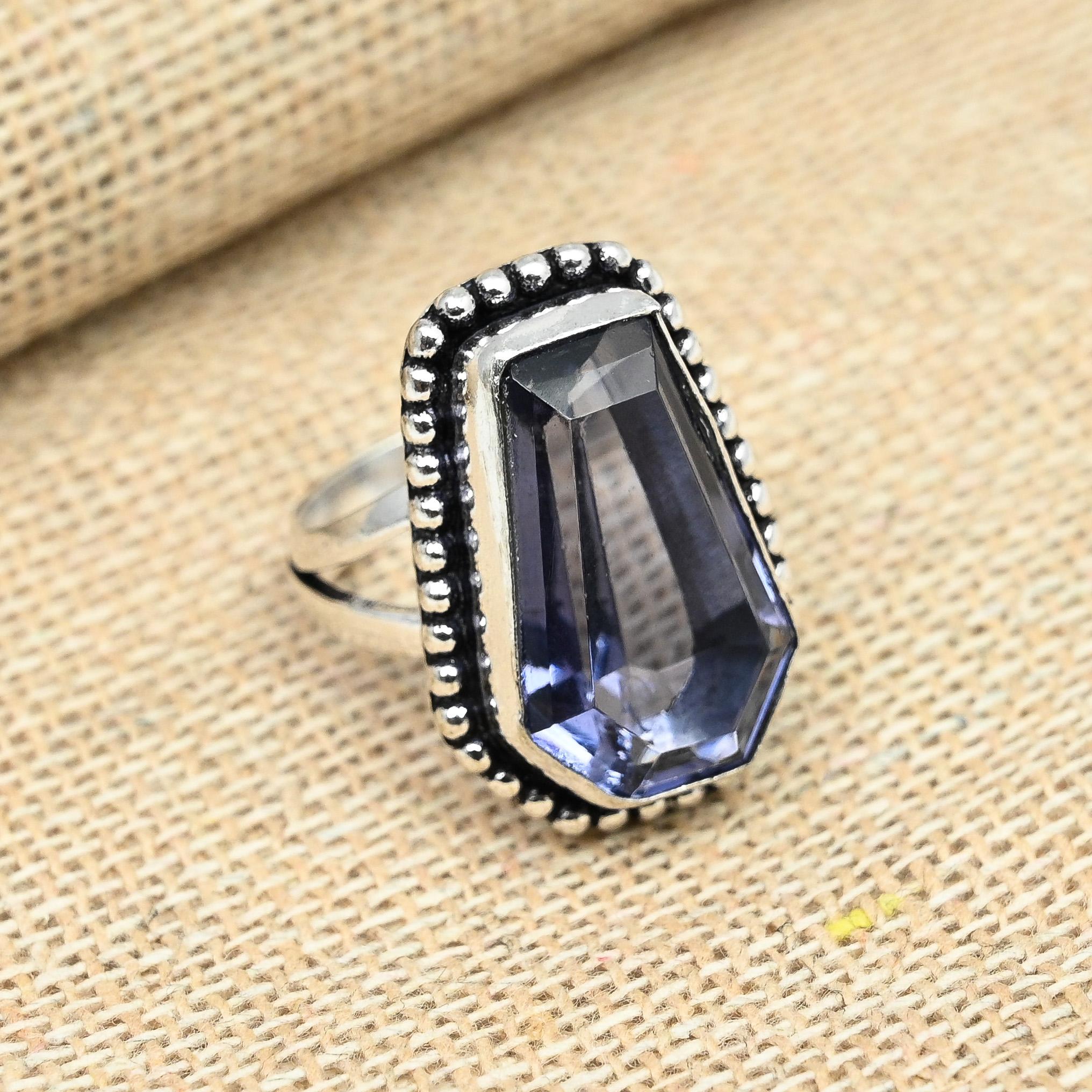 Iolite Gemstone 925 Sterling Silver Handmade Designer Ring Engagement Ring Gift For Her