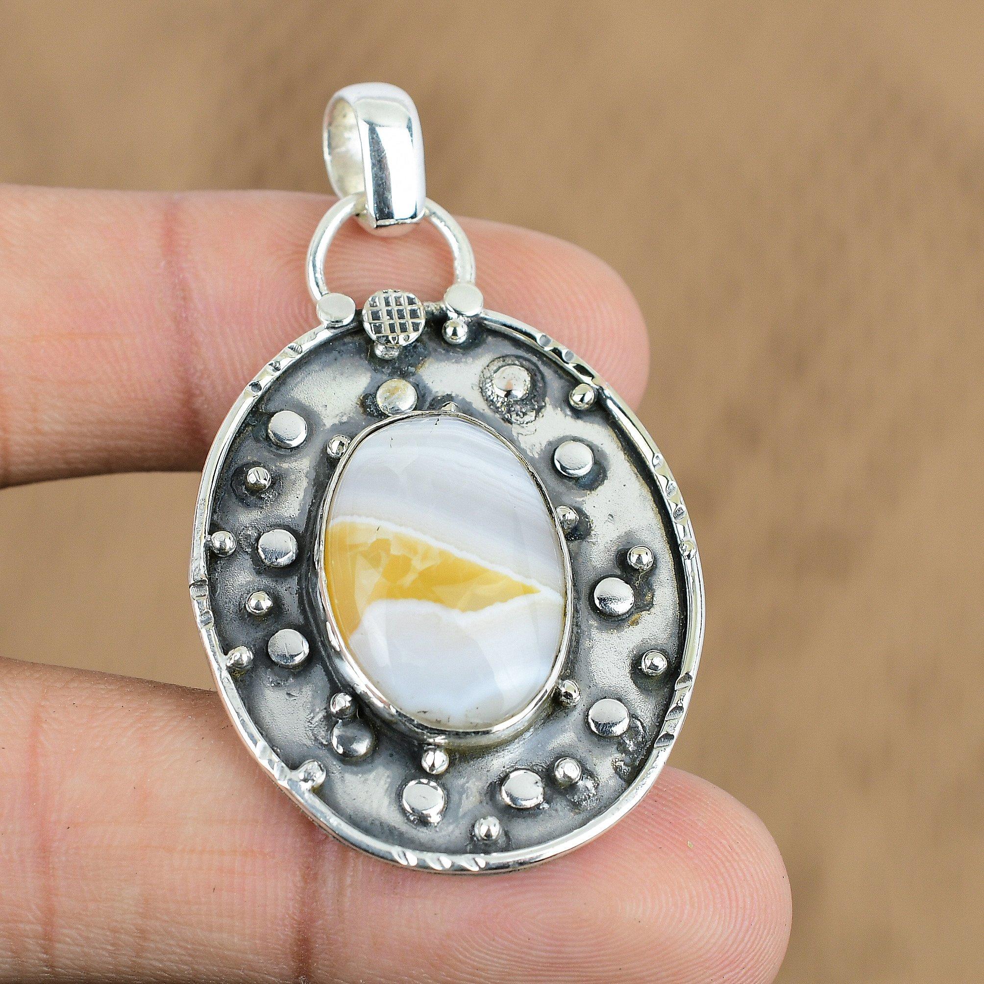 Natural Botswana Agate Gemstone Jewelry 925 Sterling Silver Pendant For Women