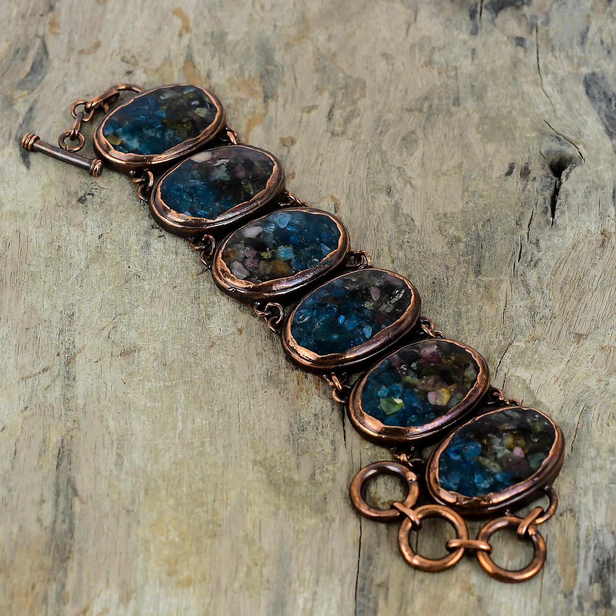 Watermelon Tourmaline Bracelet Electroformed Copper Bracelet Adjustable Chain Bracelet Gemstone Handmade Bracelet Copper Jewelry For Gifts