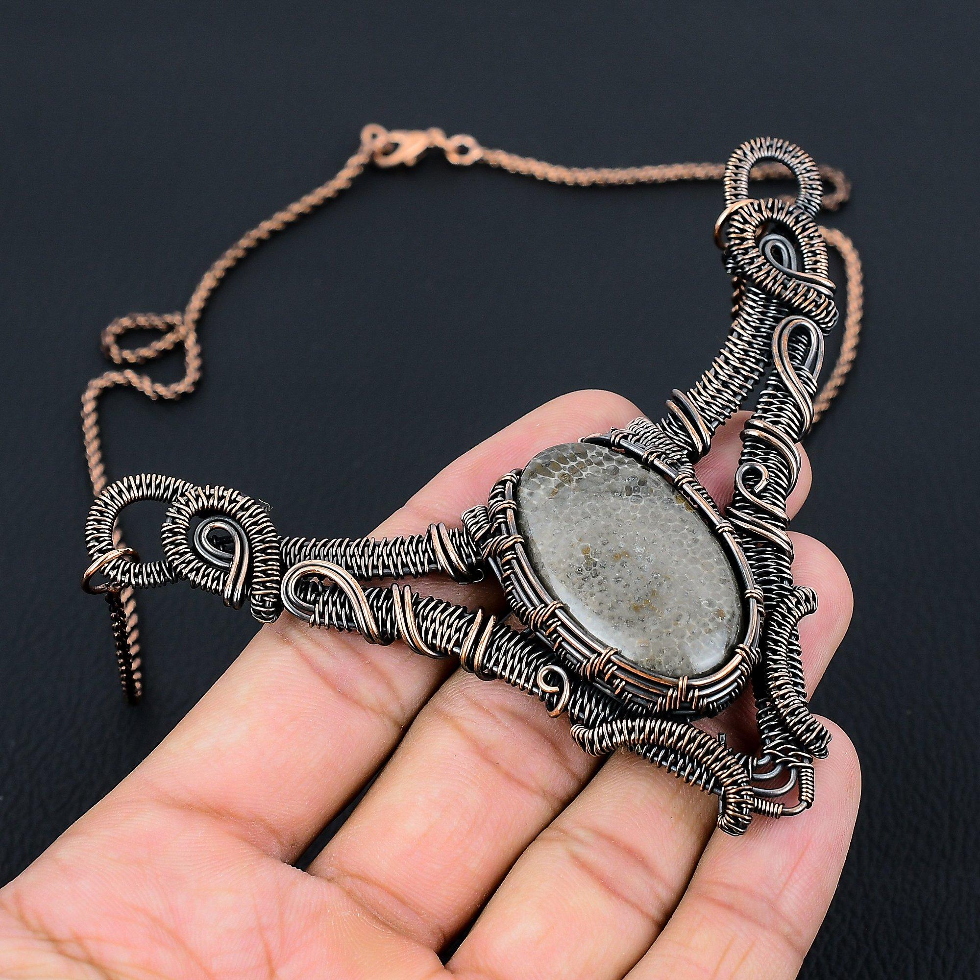 Stingray Coral Gemstone Pur Cupru Sârmă înfășurată manual Bijuterii colier