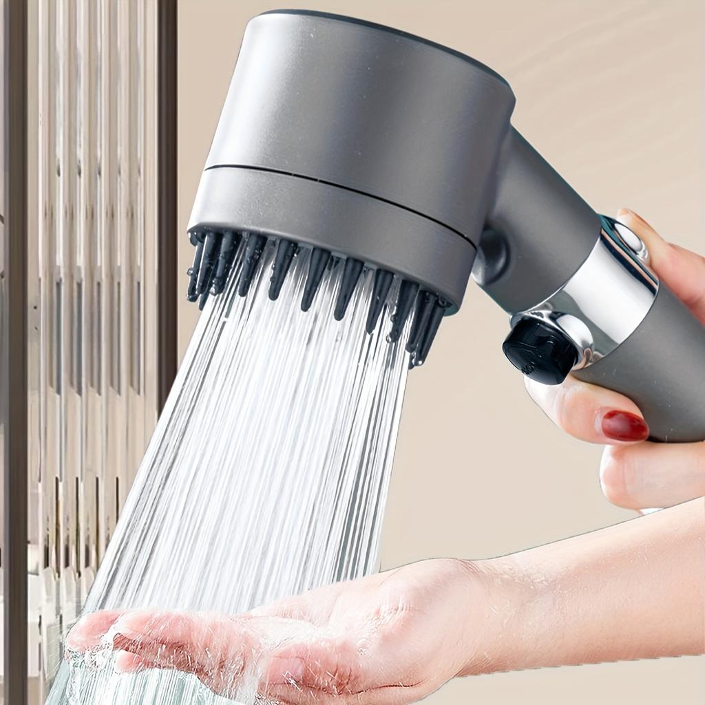 Pressurized Handheld Shower Head, 3 Modes Adjustable Water Output Shower Head, Round Massage Shower Head, Shower Sprinkler, Shower Spray Head,
