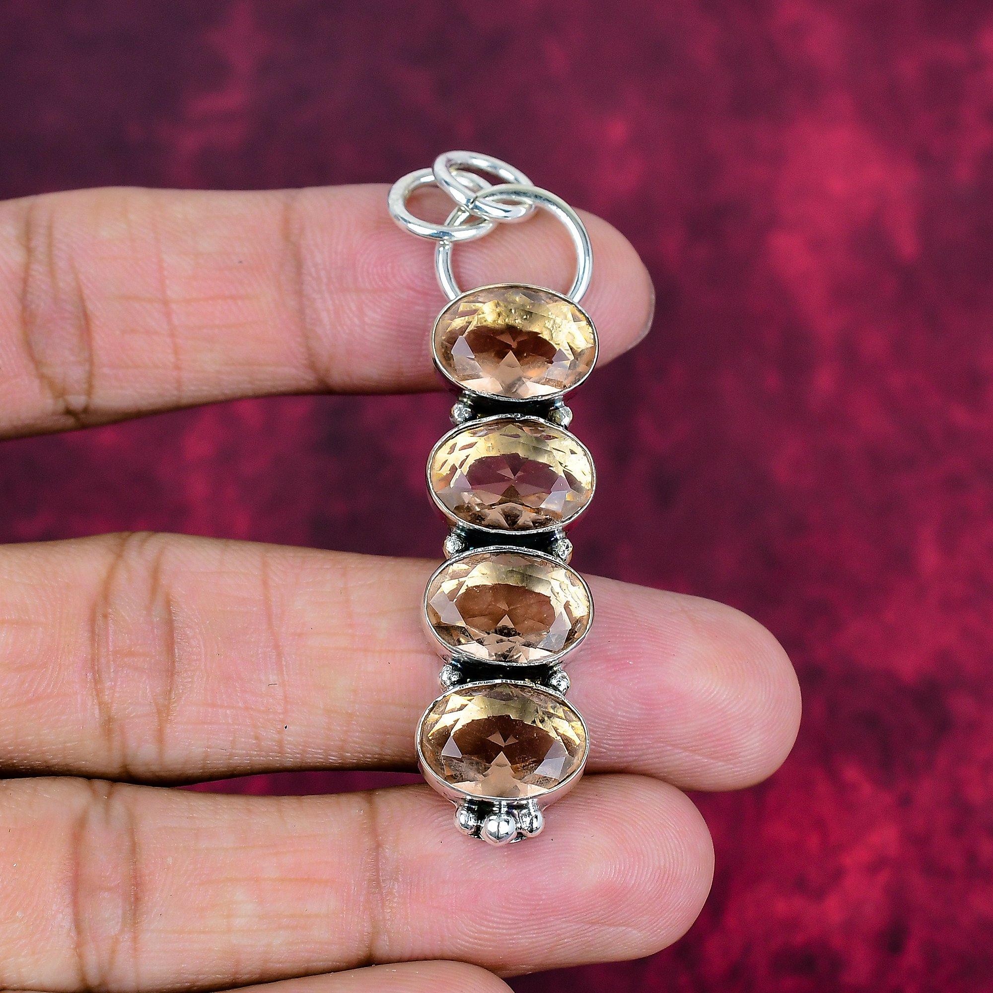 Morganitt anheng, Håndlaget edelsten 925 solid sterlingsølv anheng antikke smykker, for forlovelsesgave