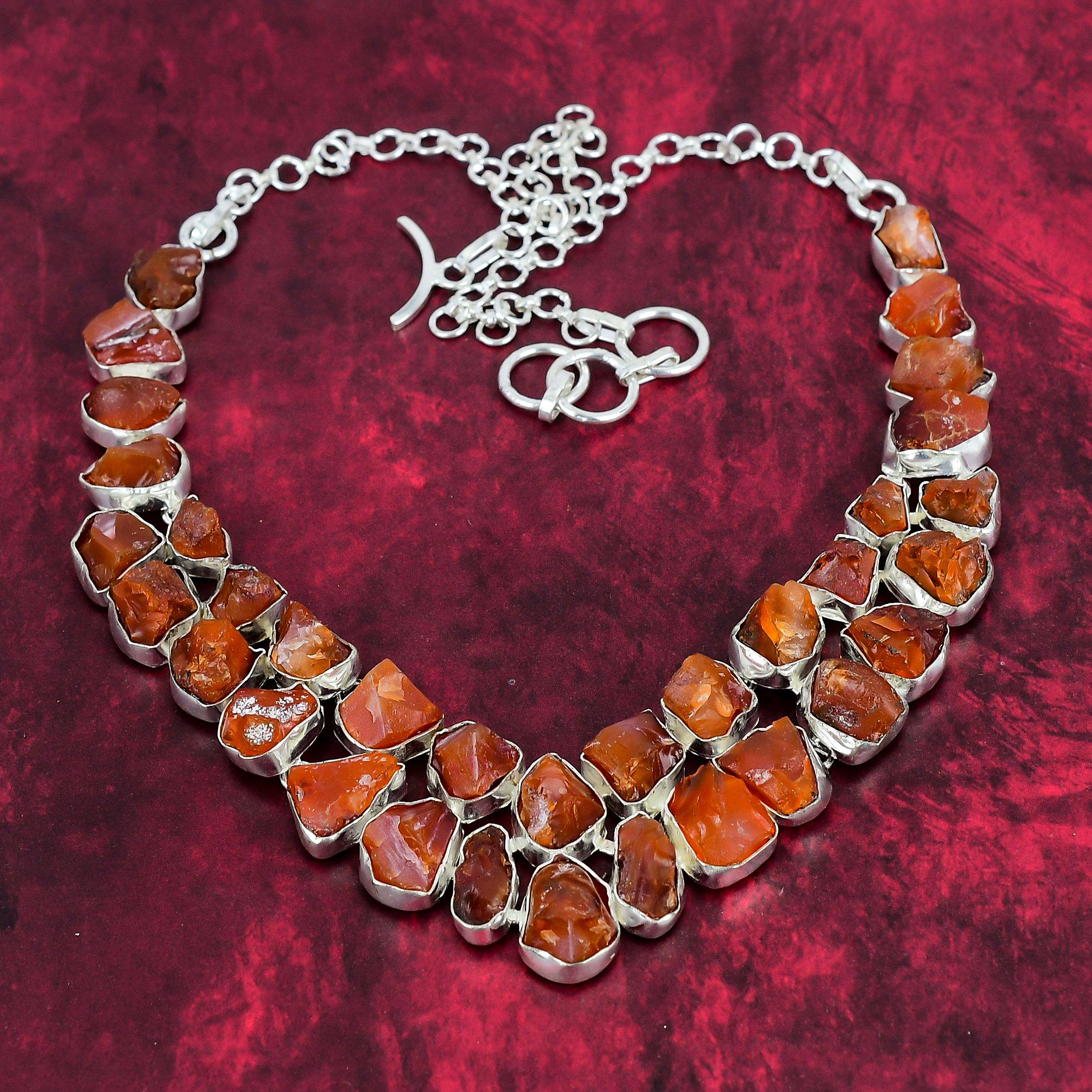 Colier brut de carnelian, colier din argint solid 925 din piatră prețioasă naturală, bijuterii lucrate manual, cadou de zi de naștere și de aniversare pentru ea