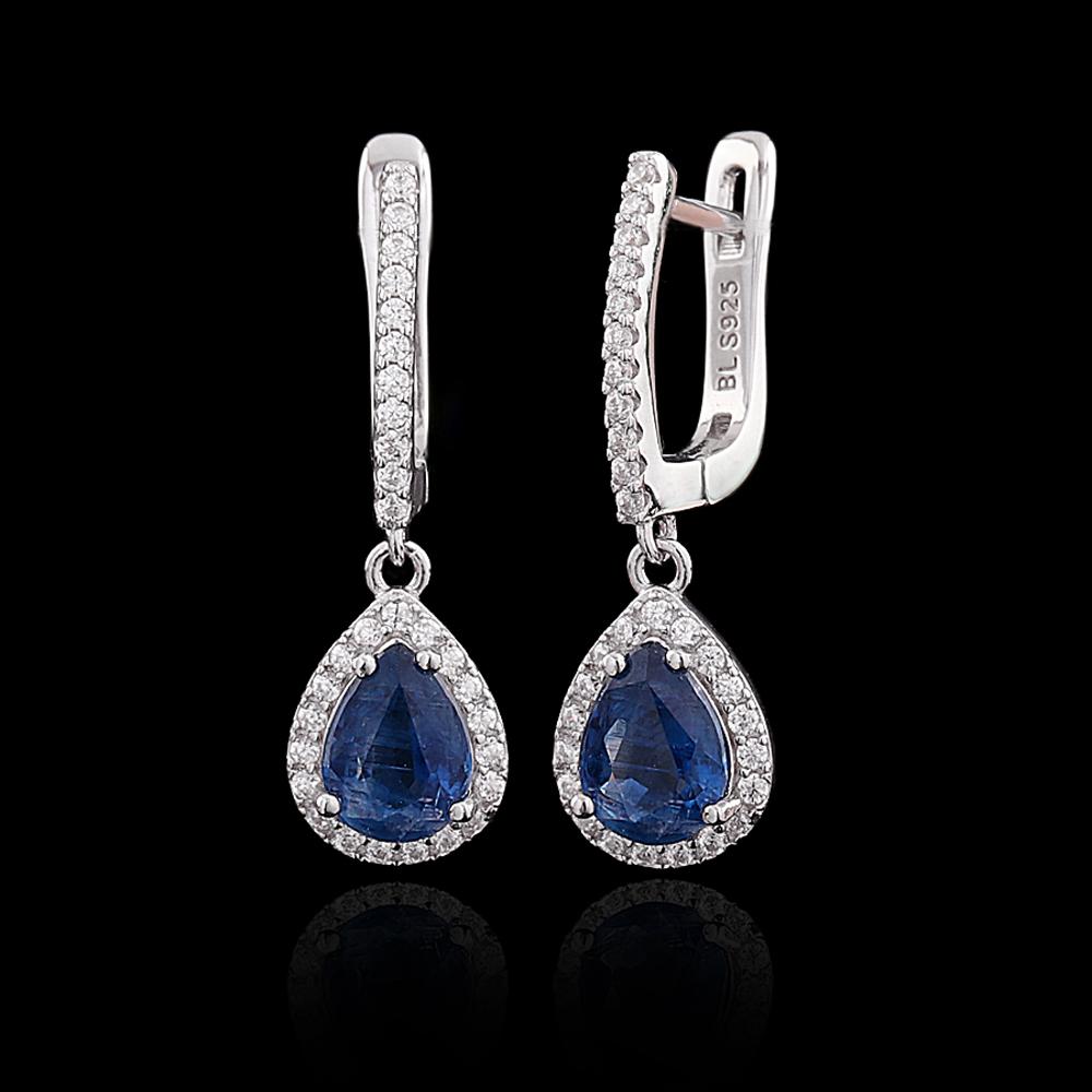 Gorgeous 925 Sterling silver clasp earrings natural Kyanite pear 6*8mm gemstones fine jewelry for women's Proposal Banquet gifts