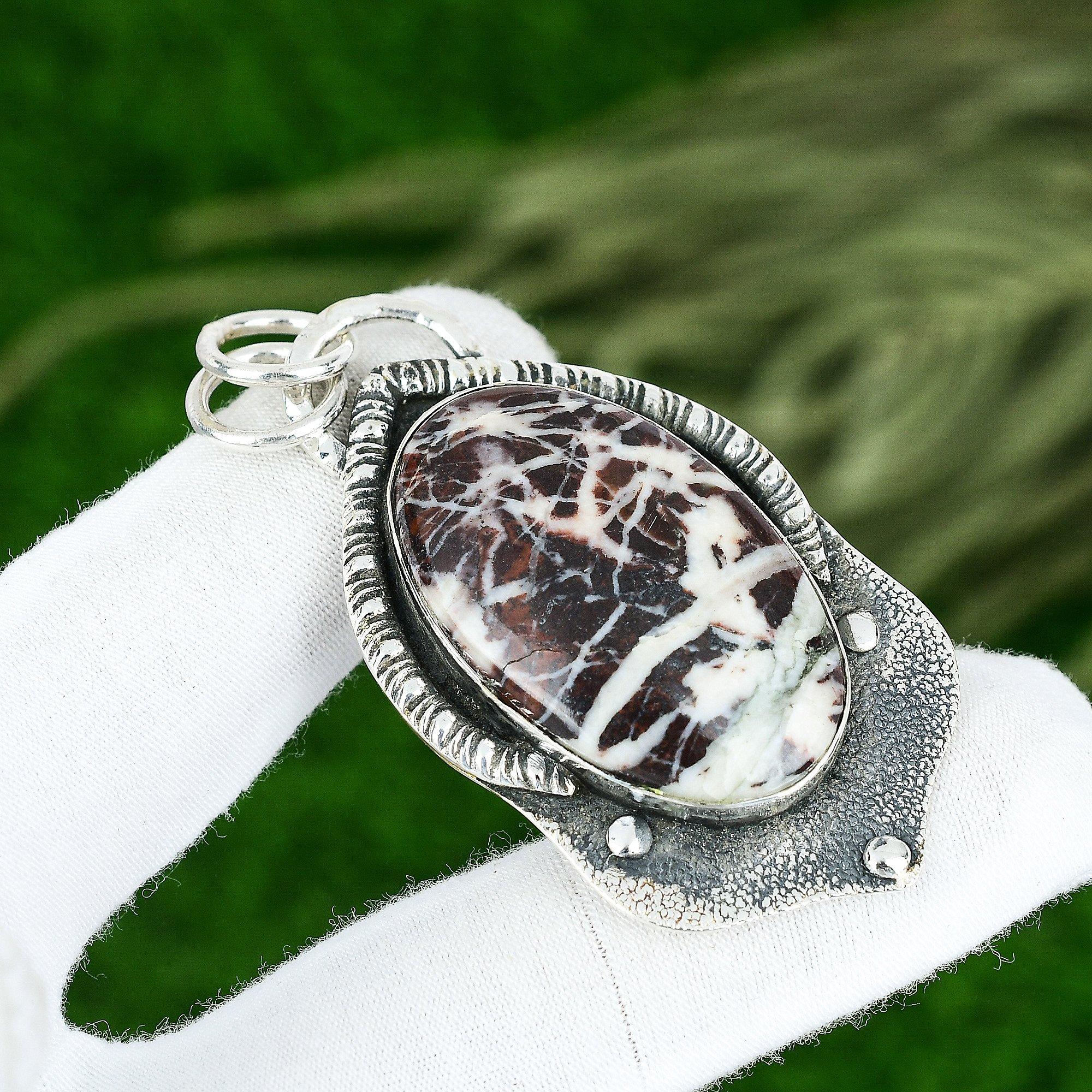 Memorial Day Sale Natural Coconut Jasper Bezel Pendant Jewelry Sterling Silver