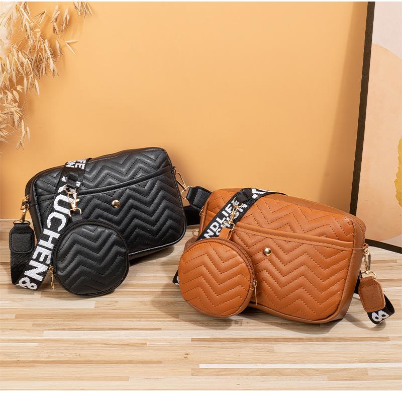 Wave Pattern Ribbon Crossbody Bag for Women Fashion Letter Printing Shoulder Bag with Small Purses