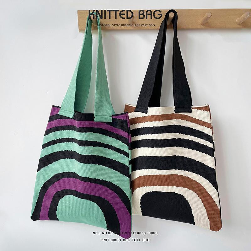 Knitted Shoulder Bag Handbag Large Capacity Shopping Bag Tote Bag Woman