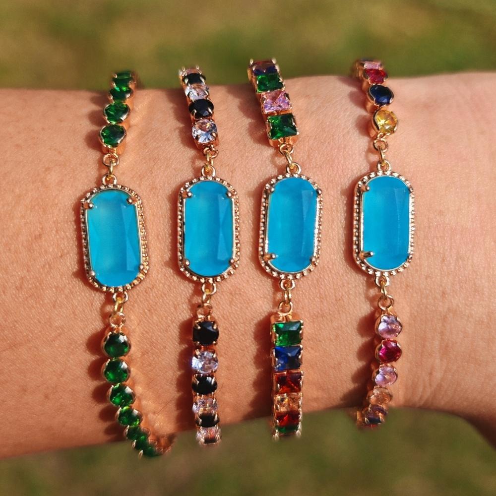 1 Piece Fashion Colored Zircon Bracelet Pull-out Adjustable Bracelets for Women Bracelet Daily Jewelry Party Accessories, Gifts for Besties