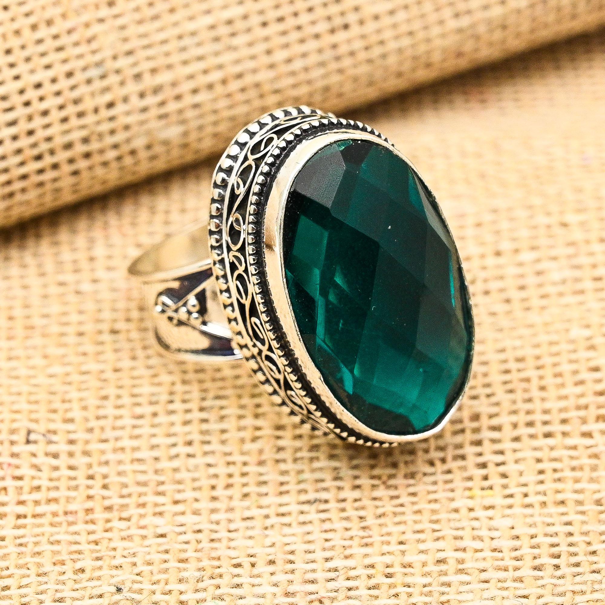 Indicolite Gemstone Ručně vyrobený 925 masivní stříbrný šperkový prsten na Den díkůvzdání