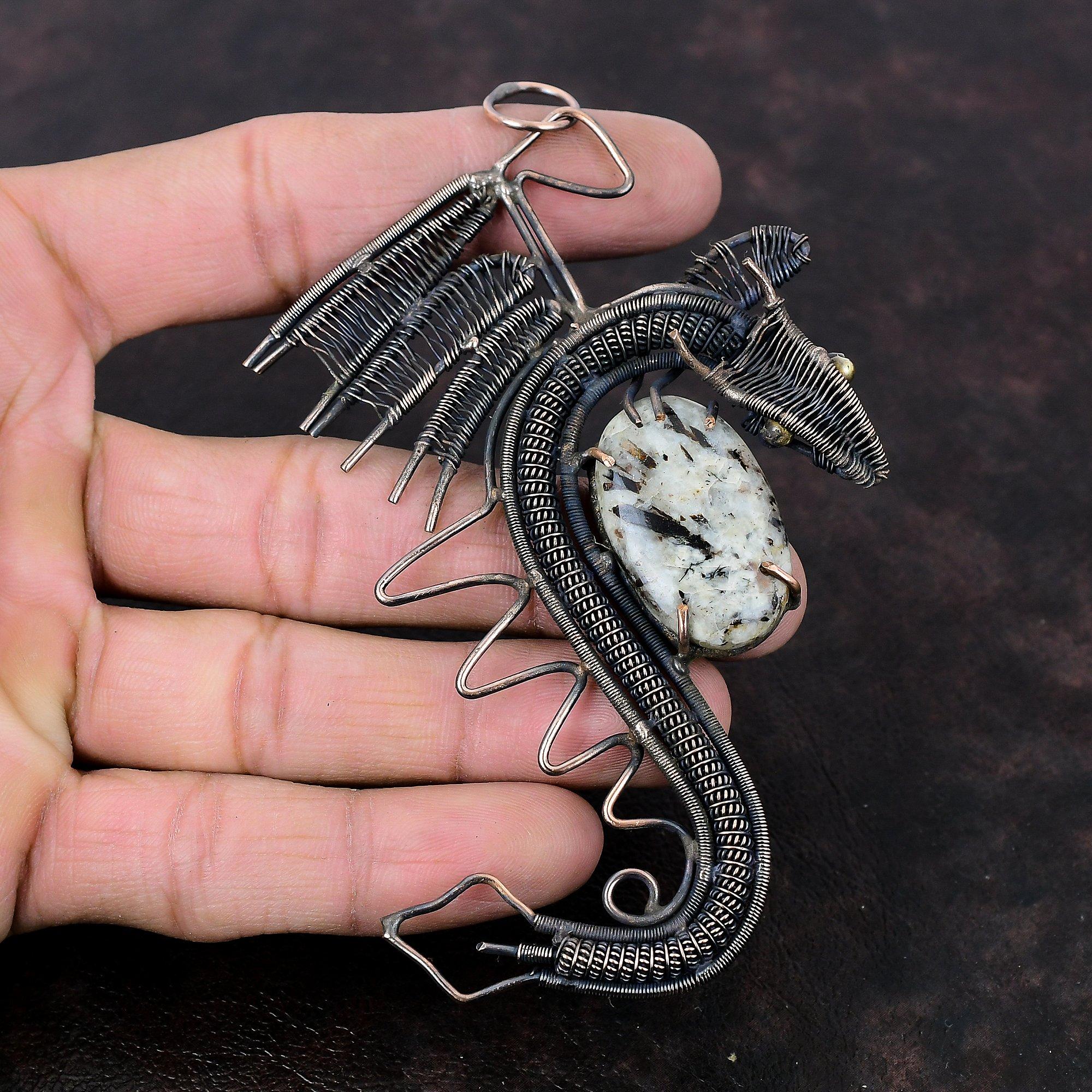Astrophyllite Pendant Copper Wire Wrapped Pendant Dragon Pendant Astrophyllite Jewelry Handmade Pendant Gemstone Copper Jewelry Wedding Gift