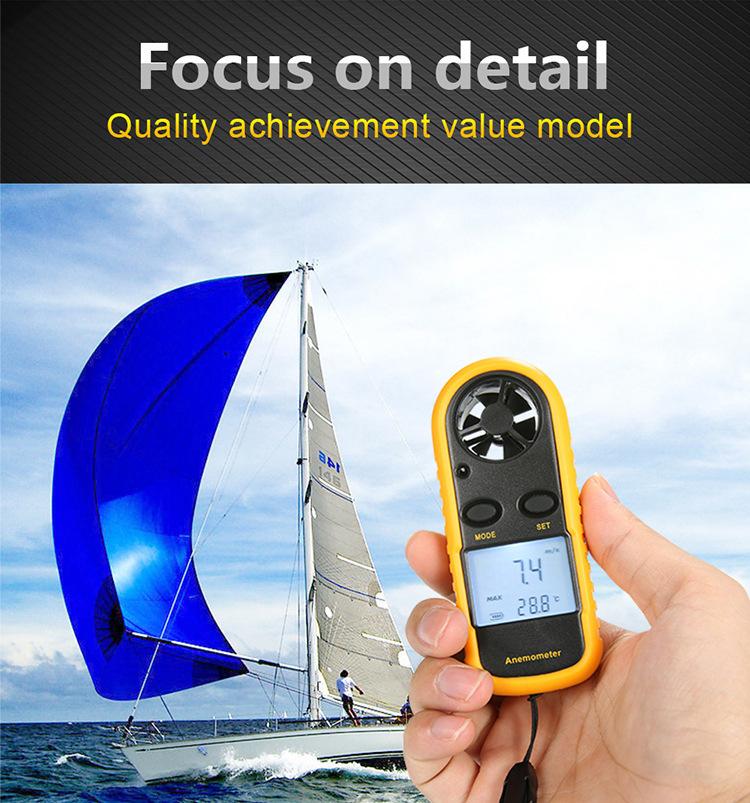 Digital Anemometer Wind Speed Meter -10~45C Temperature Tester Anemometro with LCD Backlight Display