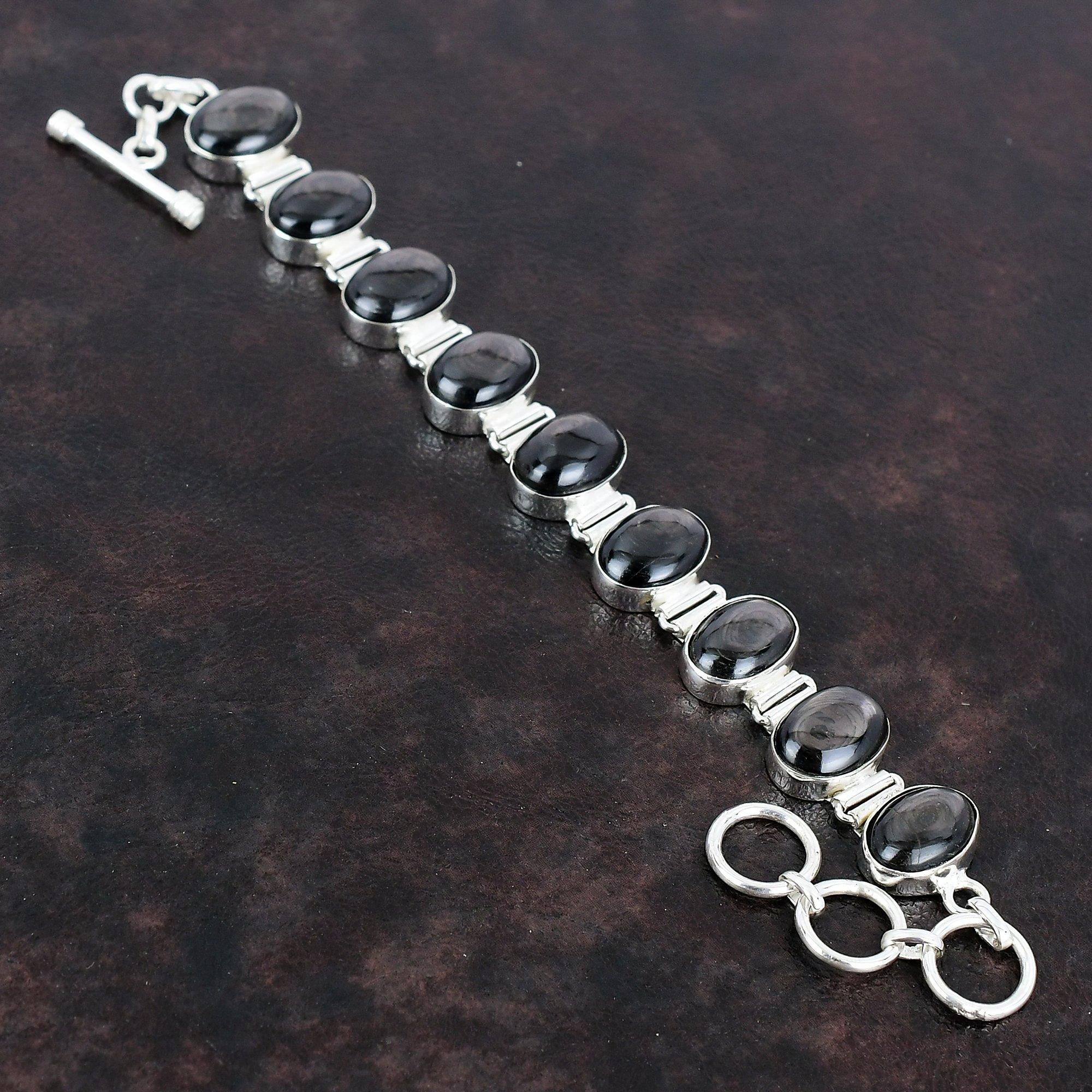 Hypersthene Bracelet 925 Sterling Silver Bracelet Adjustable Chain Bracelet Hypersthene Gemstone Jewelry Handmade Bracelet Gifts For Women