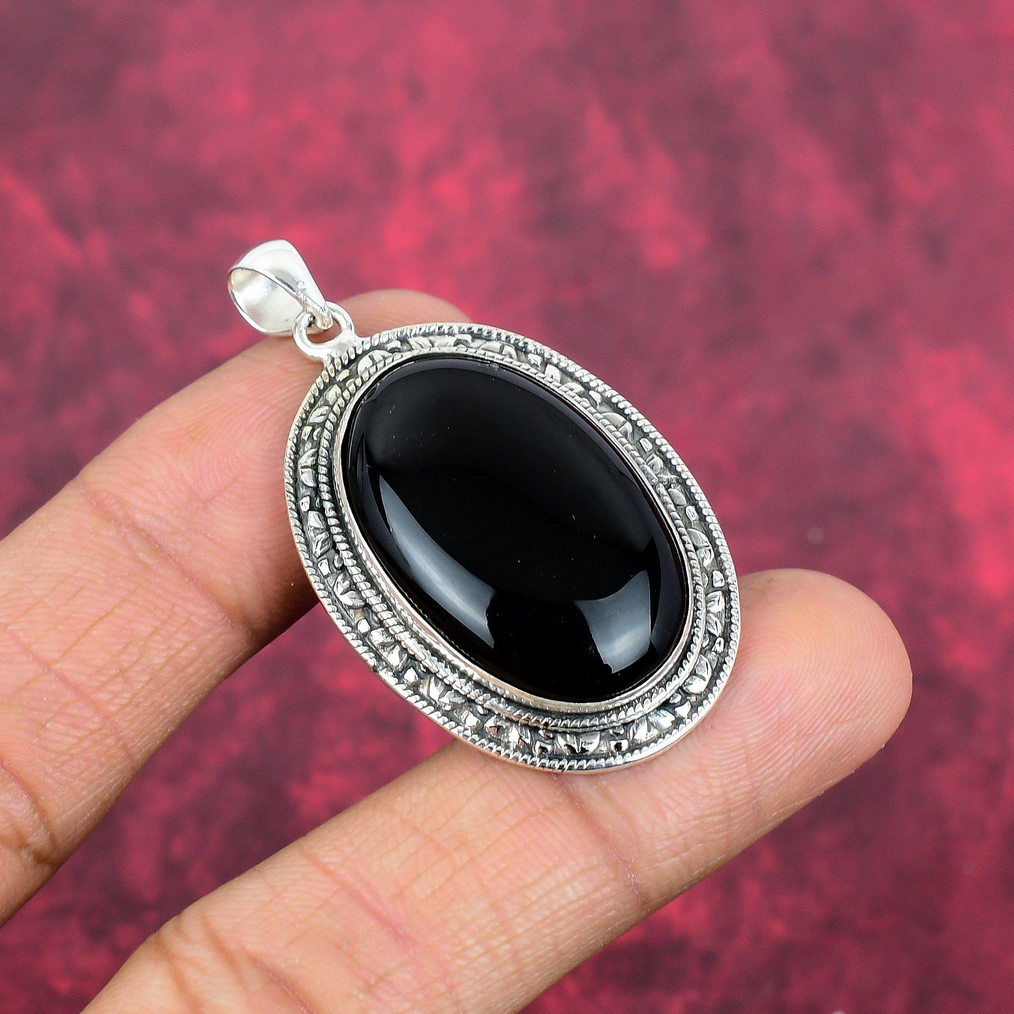 Black Onyx Jewelry, 925 Solid Sterling Silver Pendant Handmade Gemstone Jewelry, Gifts For Wife Brand New Pendant