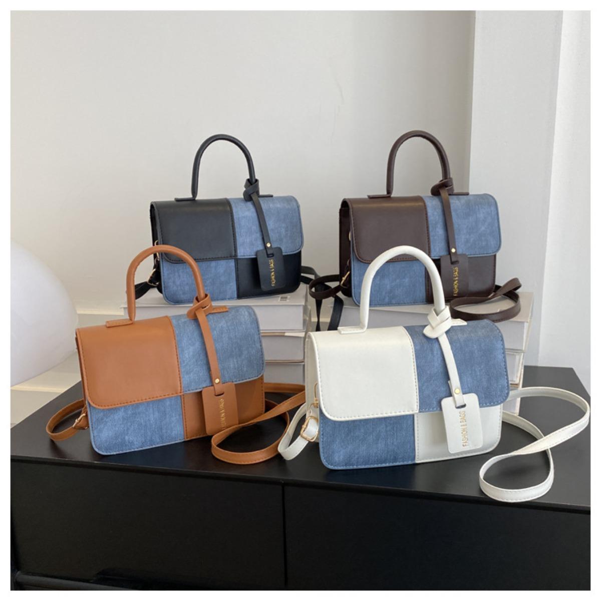 Small Square Bag with Niche Design Splicing and Contrasting Colors, Women's Daily Wear with Crossbody Bags and Fashionable Single Shoulder Bags