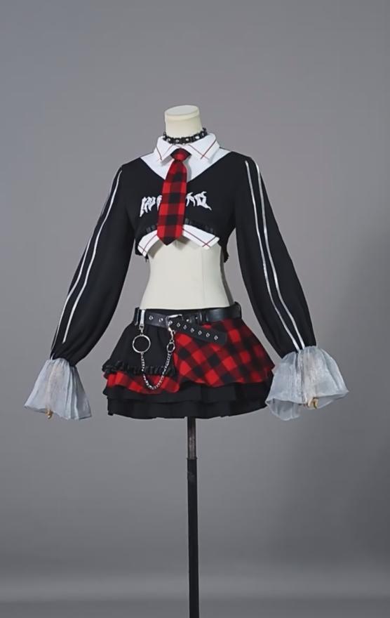 Asuka Langley Soryu Rock Band Cosplay Costume, Neon Genesis Evangelion Jacket Outfit