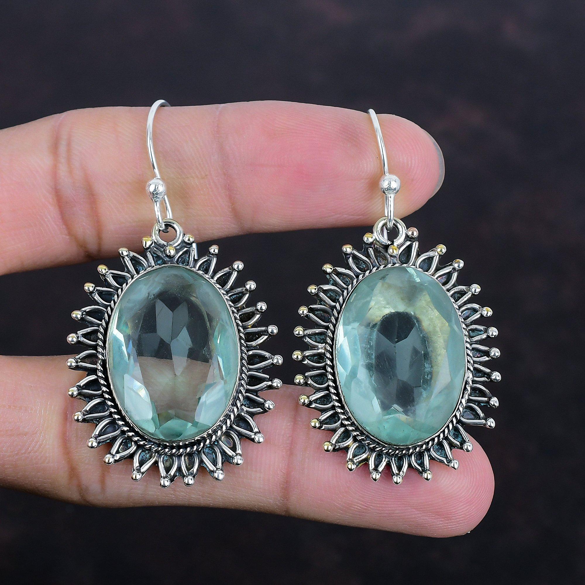 Faceted Apatite Earring Genuine Gemstone Earring 925 Sterling Silver Earring Real Apatite Jewelry Brand New Handmade Earrings Wedding Gifts