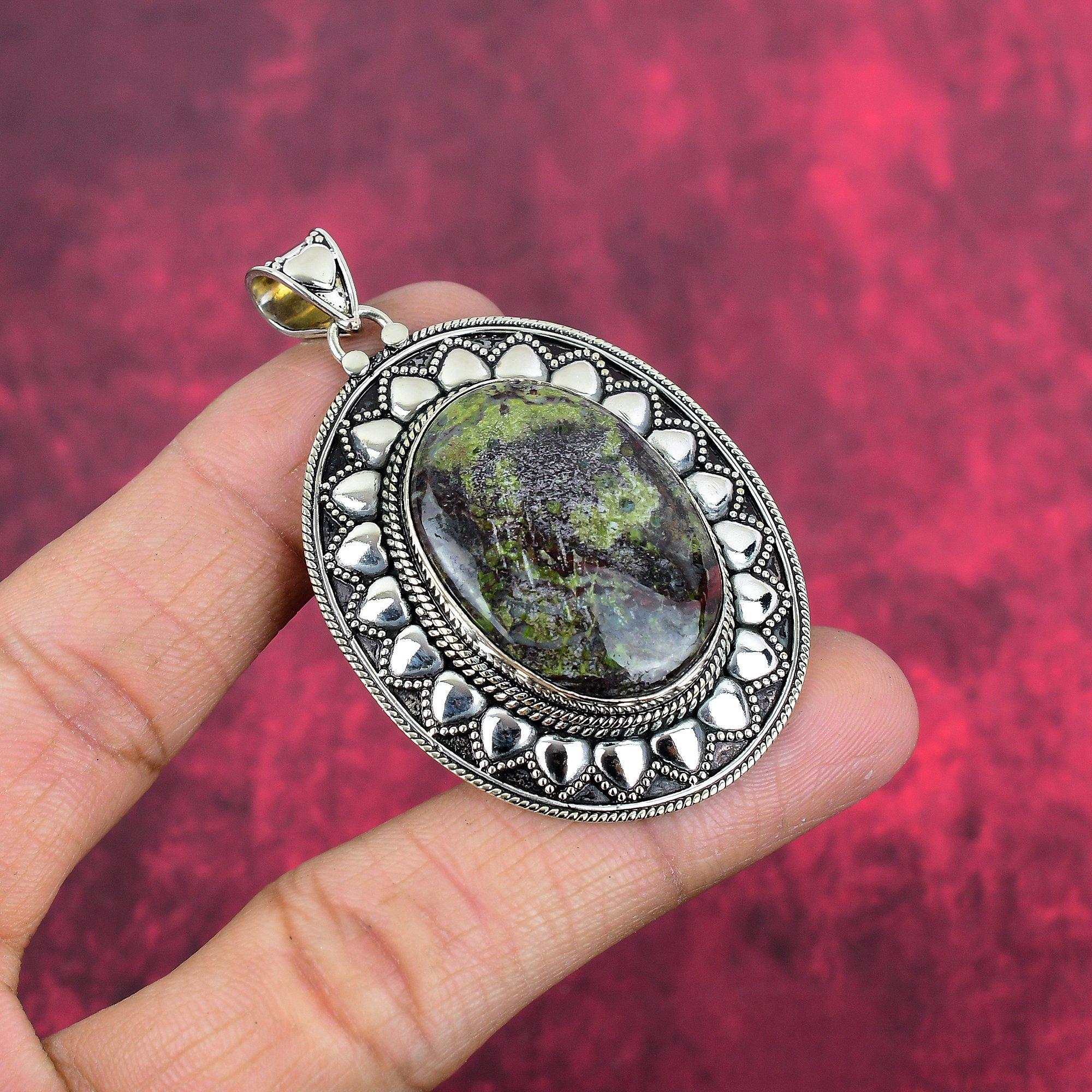 Dragon Bloodstone Jewelry, Handmade Gemstone Pendant, 925 Solid Sterling Silver Pendant Antique Jewelry, For Engagement Gift