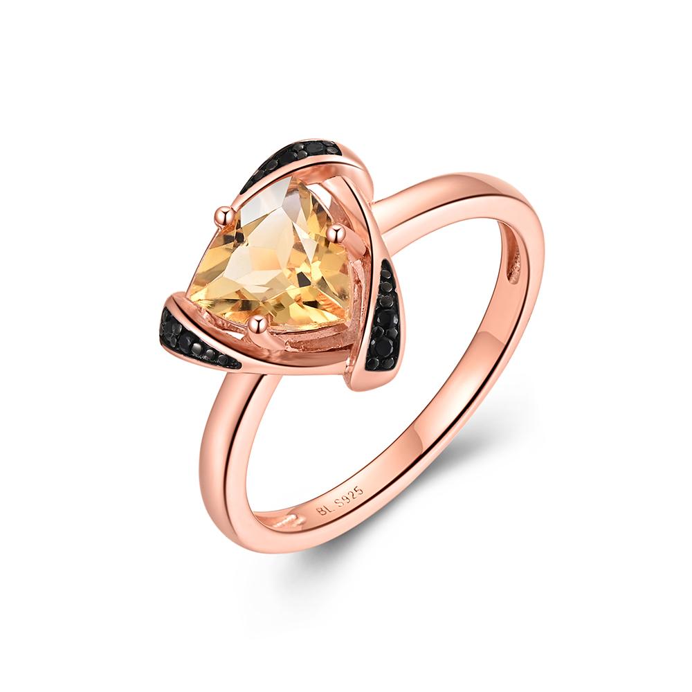 Design simplu Inel de damă din argint sterling 925 Triunghi 7,0 mm Piatră prețioasă Citrin natural bijuterii fine pentru purtare la banchet de aniversare