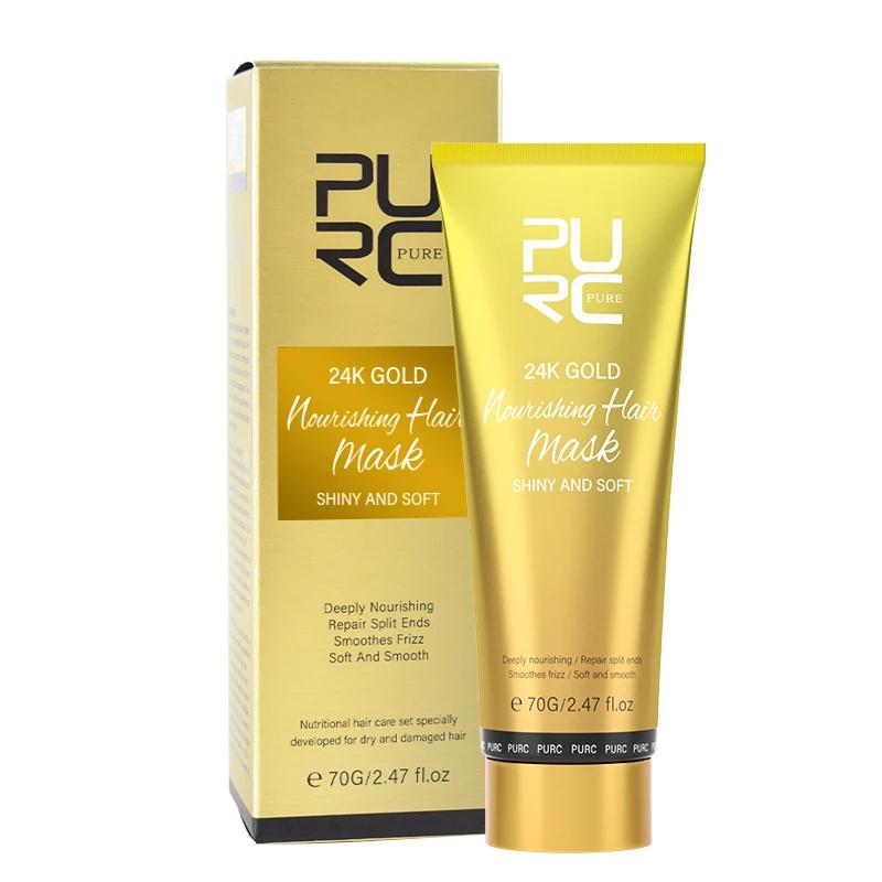 PURC 24K Gold Nourishing Hair Mask Magic Smoothing Straightening Professional Keratin Hair Treatment Hair Care Product for Women