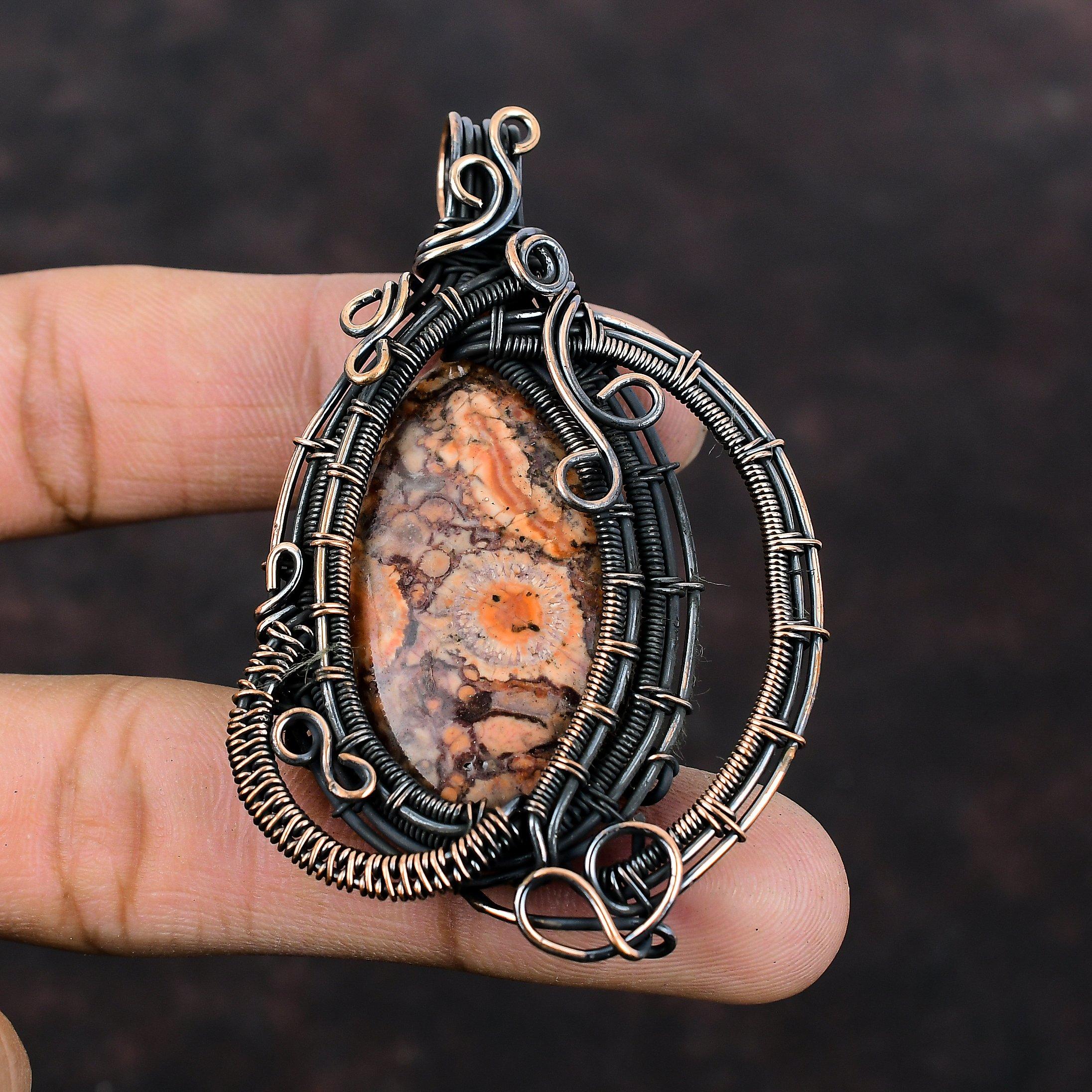 Birds Eye Jasper Gemstone Pendant Copper Wire Wrapped Pendant Amazing Pendant Copper Jewelry Handmade Pendant Wire Wrap Jewelry Gift For Her