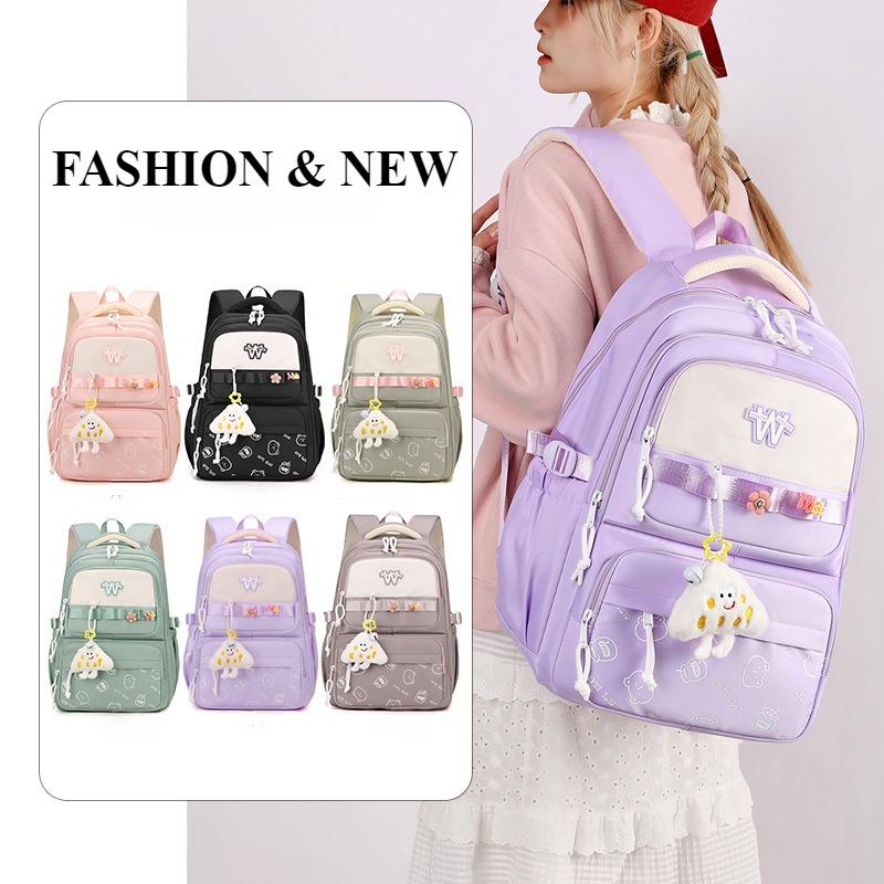 Zaino per studenti delle medie JLD Nuovo Cartone animato carino Spallaccio regolabile Ragazza adolescente Borse scolastiche Nylon Impermeabile Robusto Durevole Borsa per libri per alunni