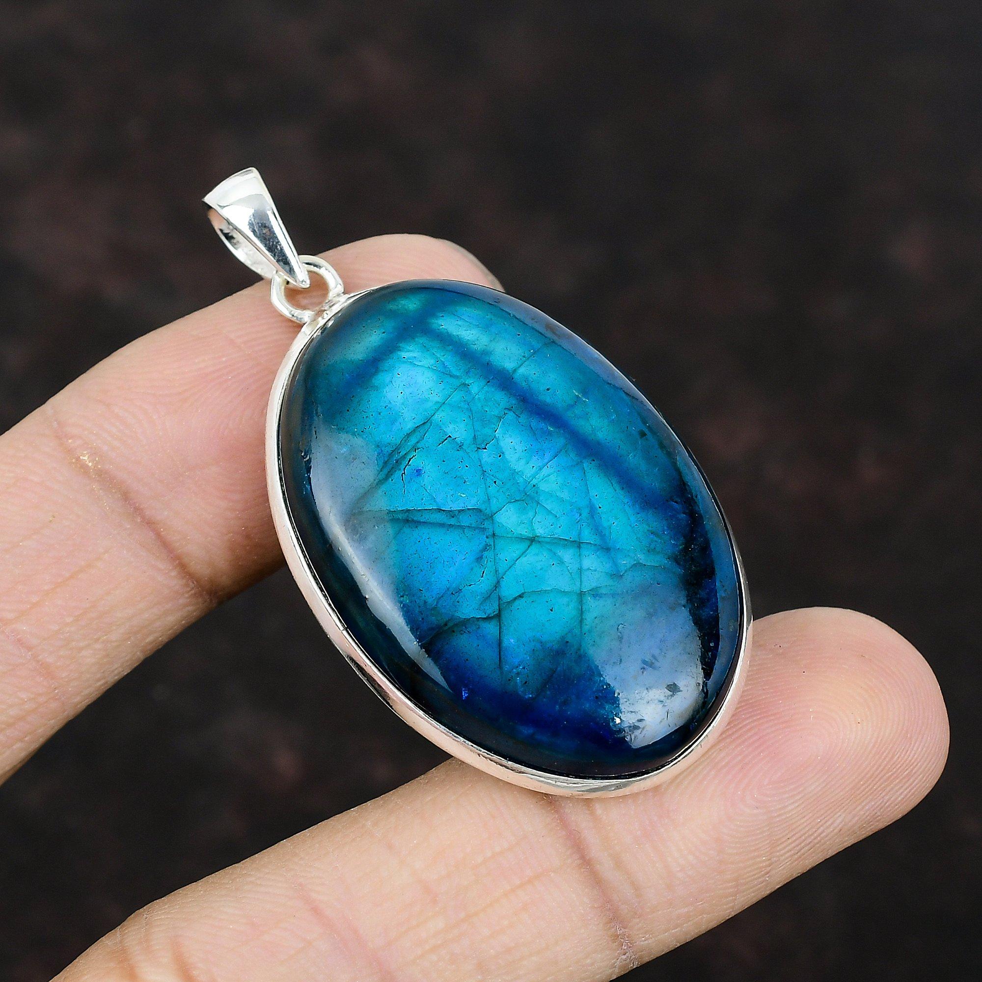 Neon Flash Labradorit Anhänger Echter Edelstein Anhänger 925 Sterling Silber Anhänger Modeschmuck Handgefertigter Anhänger Silberschmuck als Geschenk