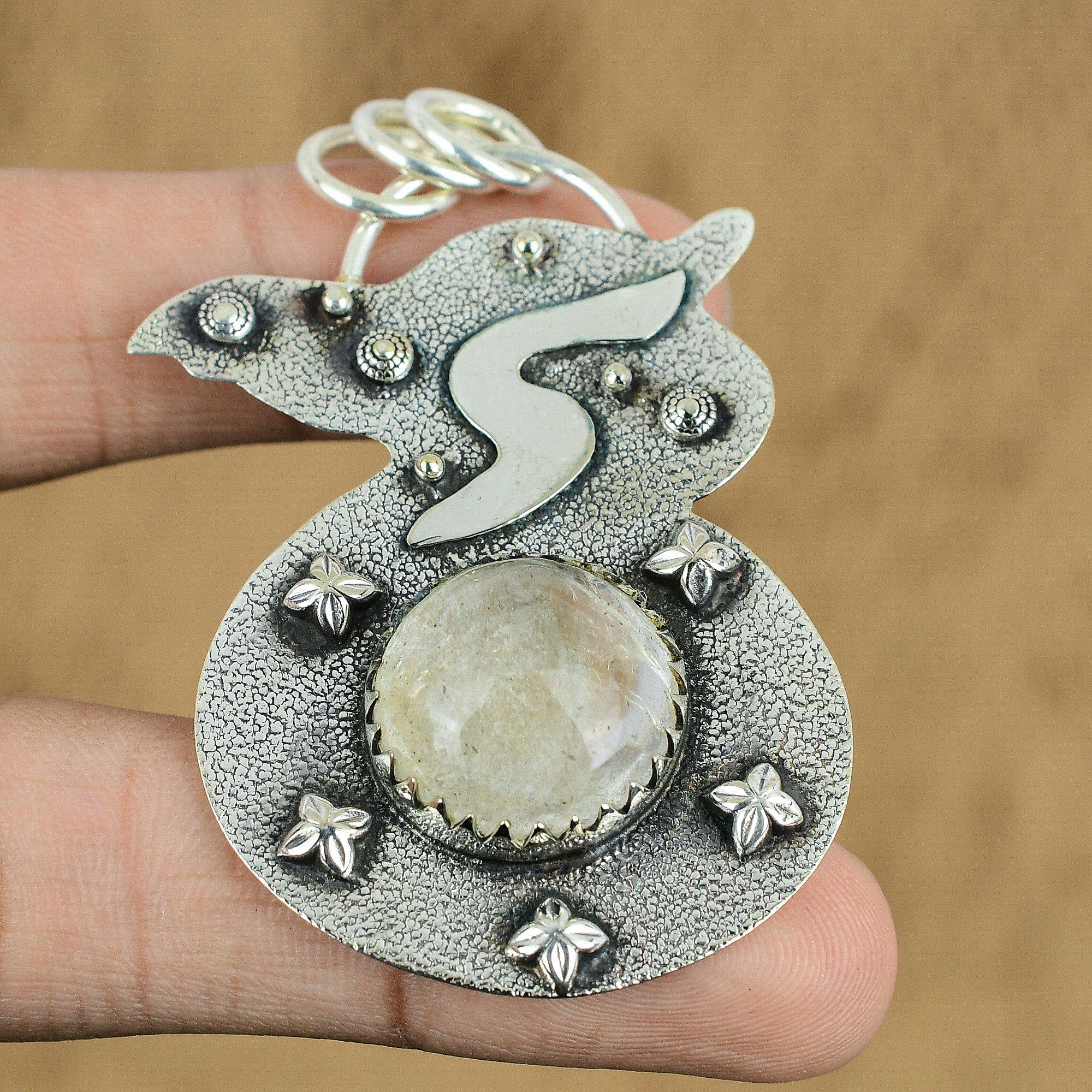 Anniversary Gift For Her Natural Moonstone Gemstone Pendant 925 Sterling Silver