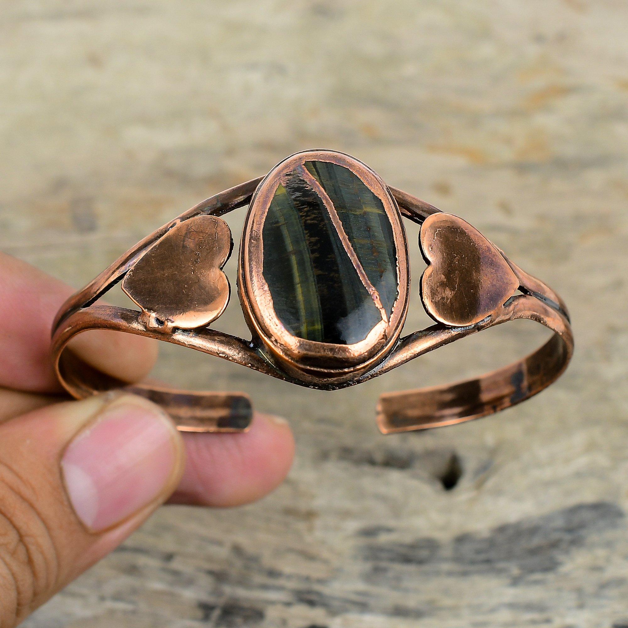 Pietersite Bangle Gemstone Cuff Bracelet Electroformed Copper Bangle Adjustable Cuff Bracelet Handmade Electroformed Jewelry Gifts For Her