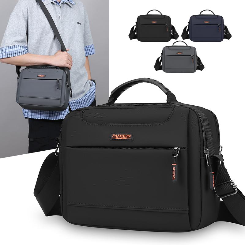 Professional Men's Crossbody Bag - Water-Resistant Oxford Messenger for Work (Large Capacity Oxford Sling with Secure Zippers)