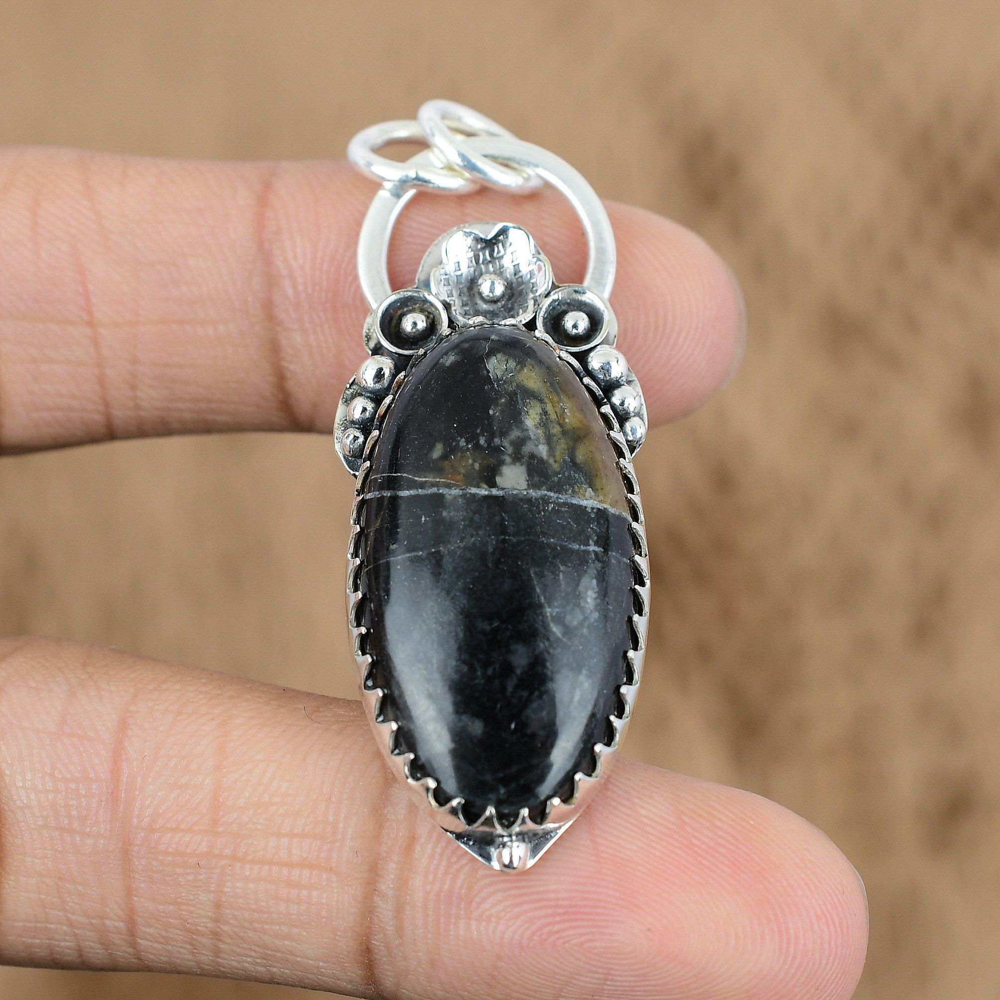 Mothers day Deal 925 Silver Picasso Jasper Stone Flower Unique Elegant Pendant