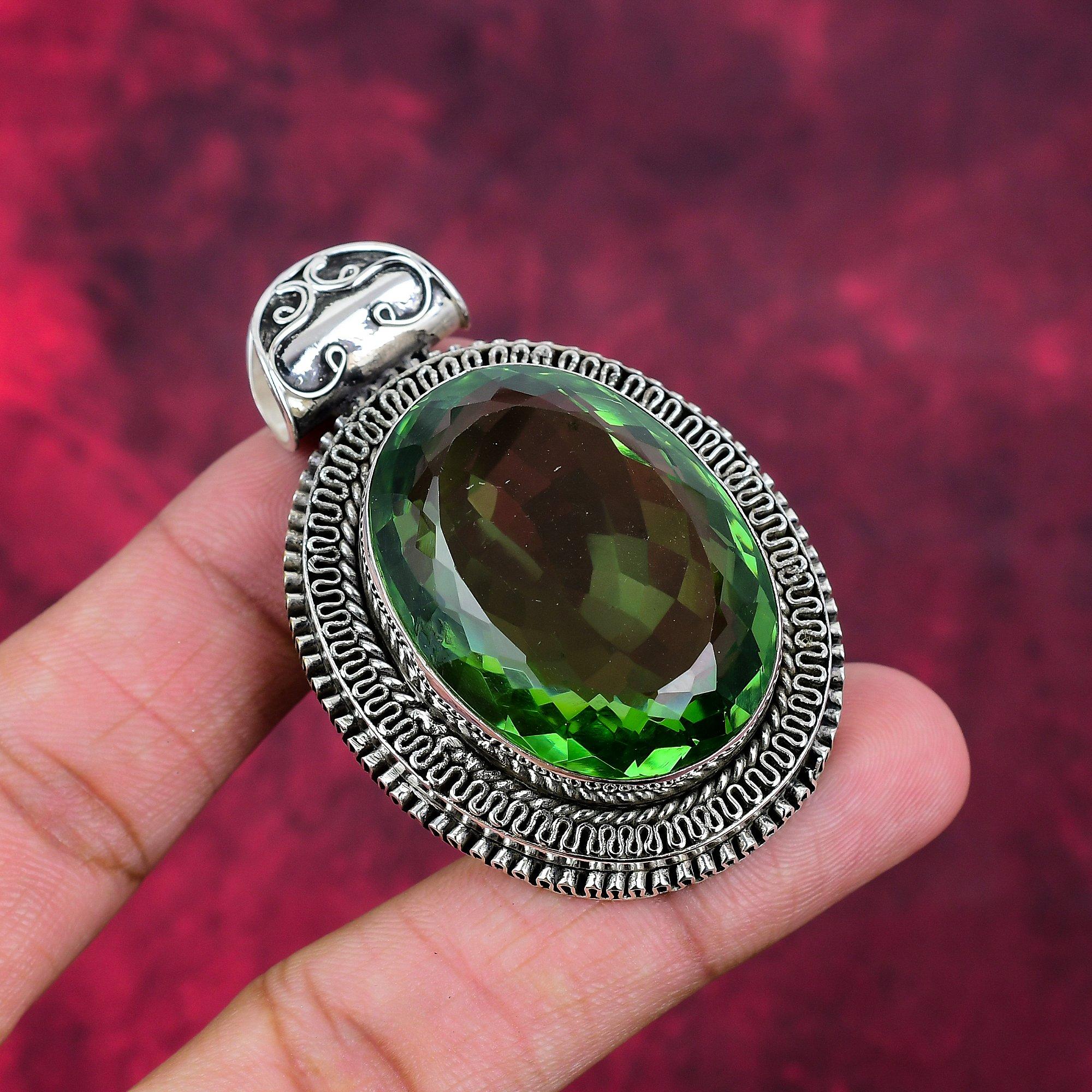 Tsavorit Anhänger, 925 Sterling Silber Edelstein Schmuck, handgefertigter Anhänger, für Thanksgiving