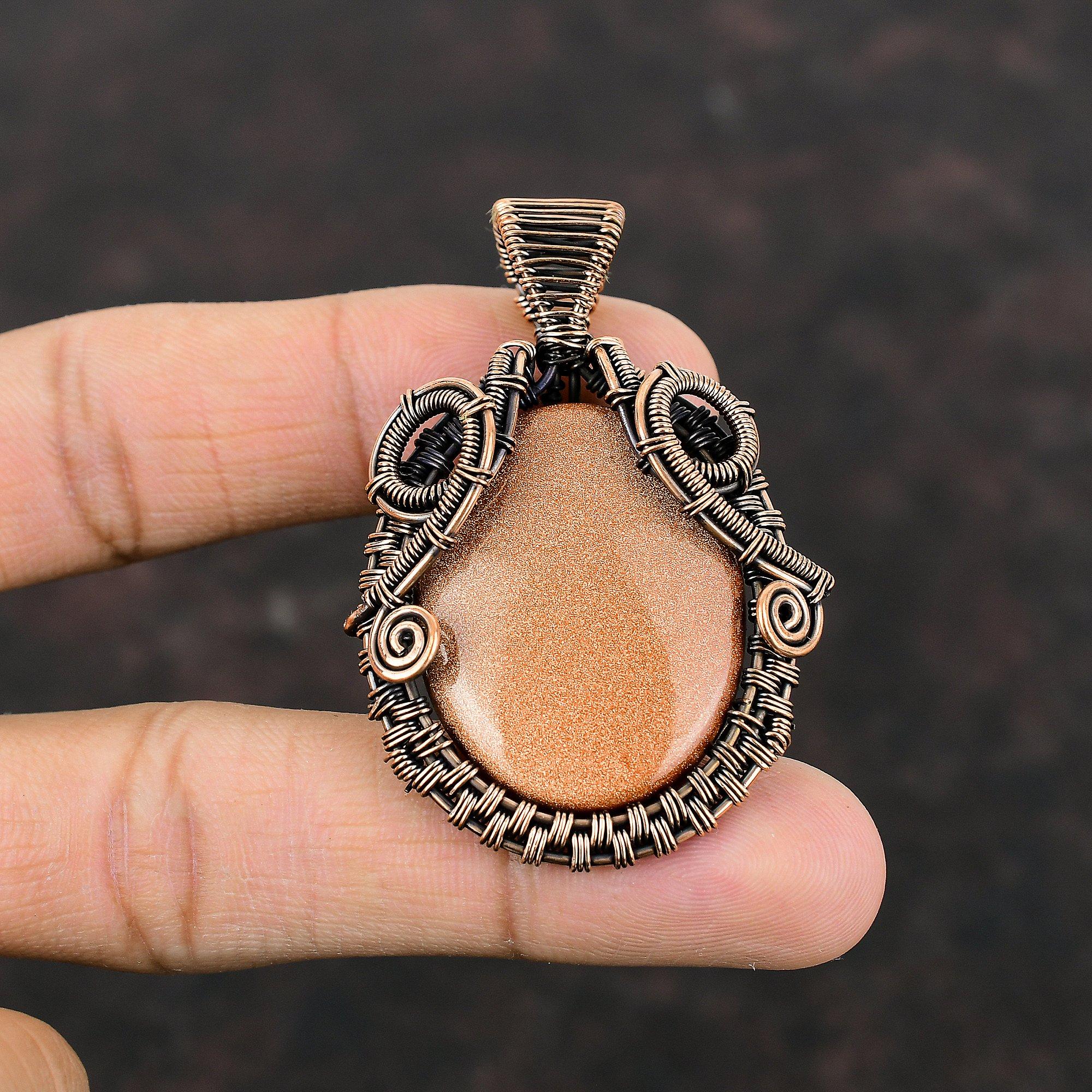 Sun Sitara Copper Pendant Copper Wire Wrapped Jewelry Gemstone Pendant Handmade Copper Pendant Antique Jewelry For Gift Wire Wrapped Pendant
