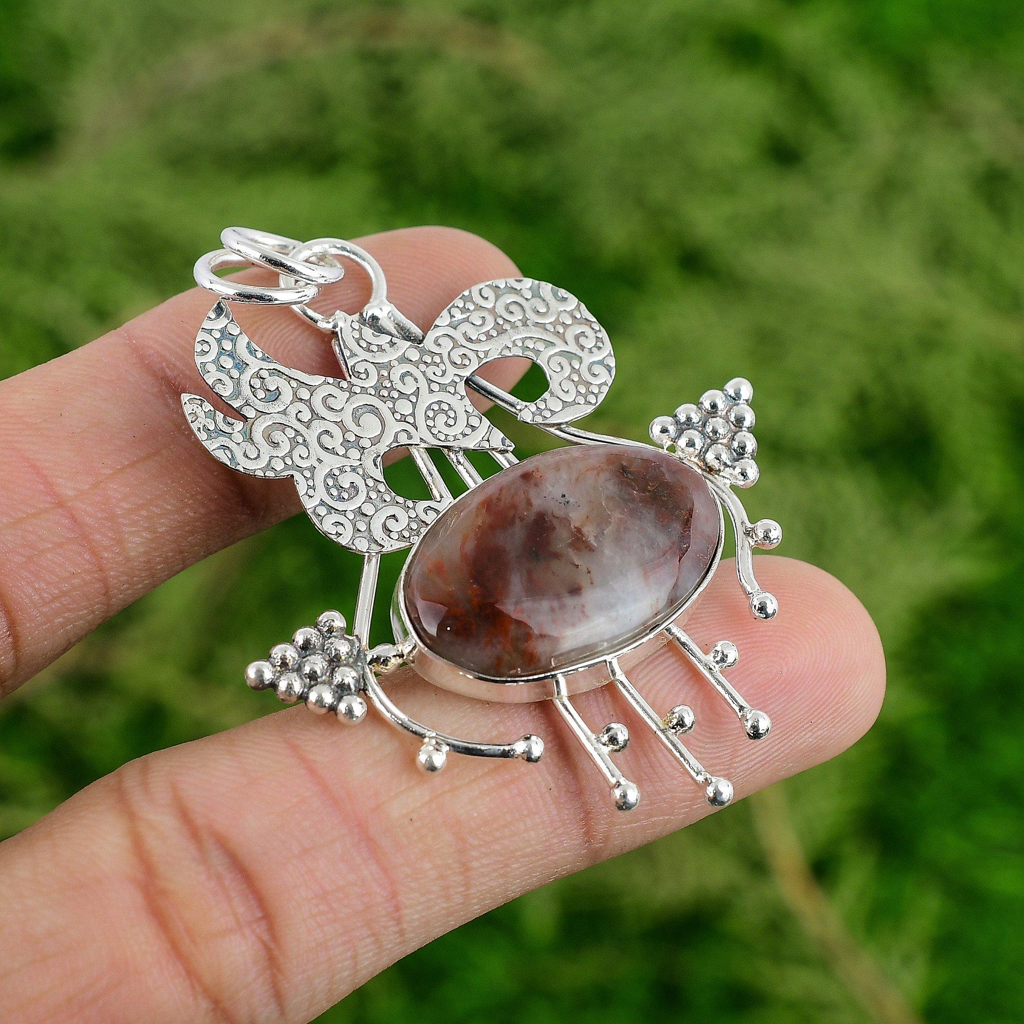 Töchtertag Angebot Sterlingsilber Ovaler Natürlicher Crazy Lace Achat Anhänger Schmuck