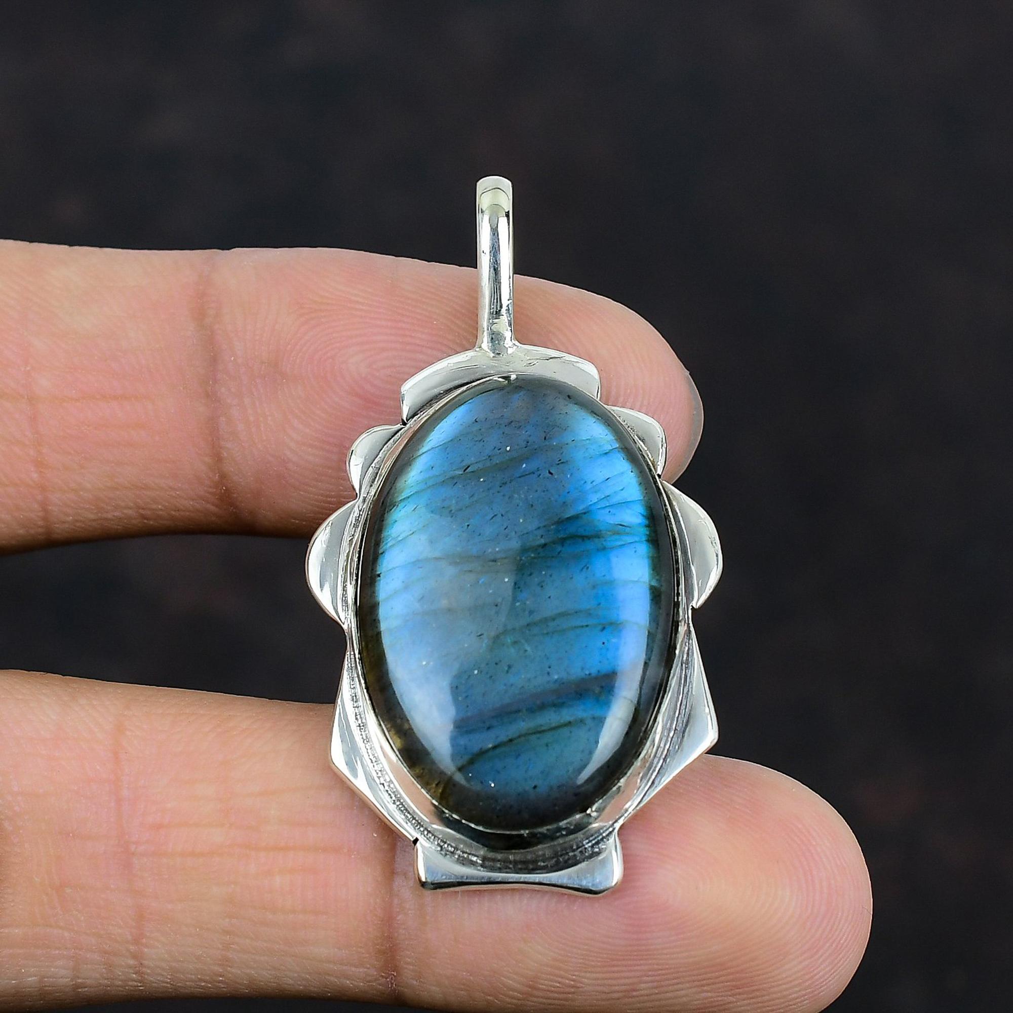 Pandantiv din labradorit, pandantiv din argint 925, design unic, bijuterii cu piatră prețioasă din labradorit, cadouri pentru el, pandantiv lucrat manual cu piatră prețioasă