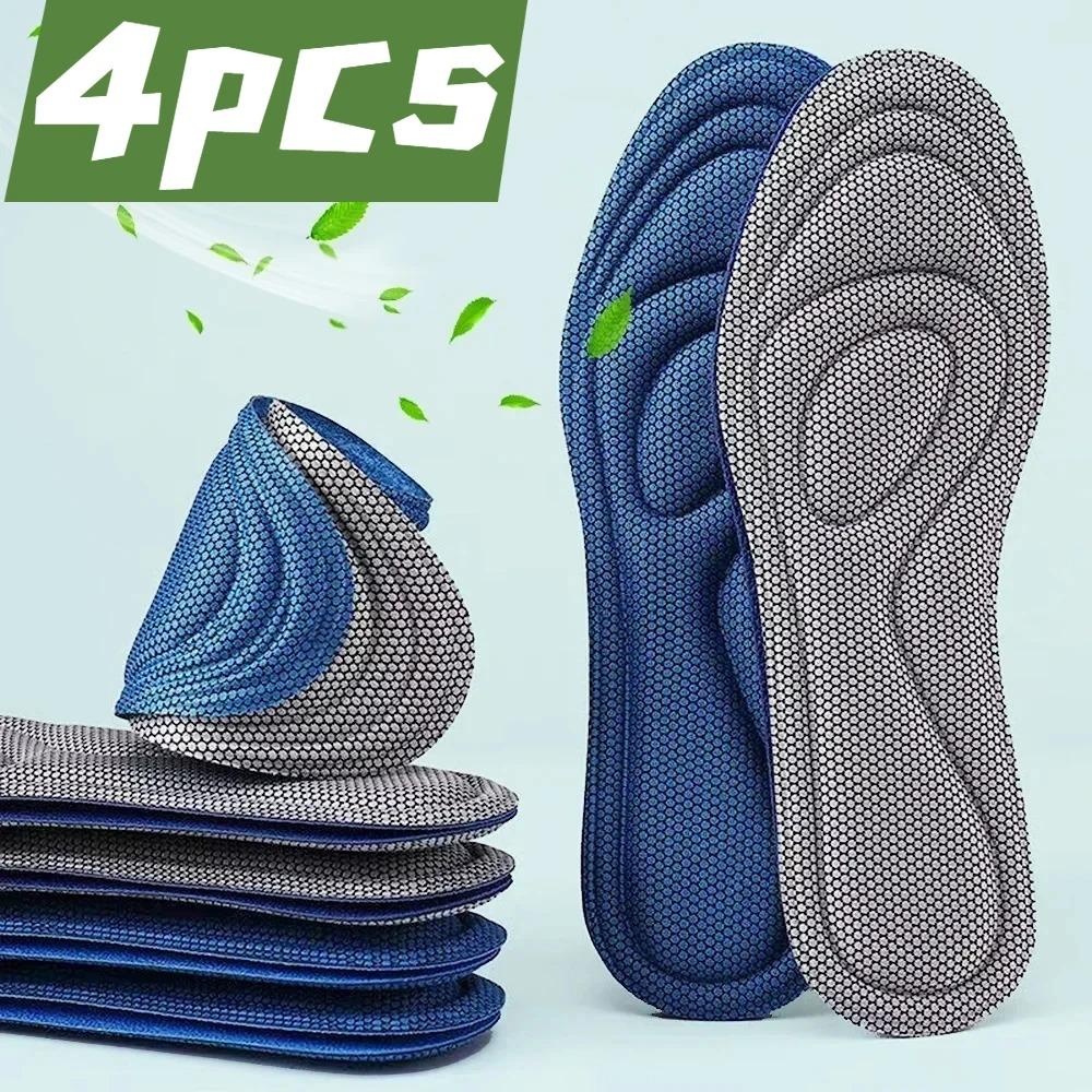 2/4pcs Memory Foam Orthopedic Insoles for Shoes Men Women Nano Antibacterial Deodorization Insole Sweat Absorption Running Cushion