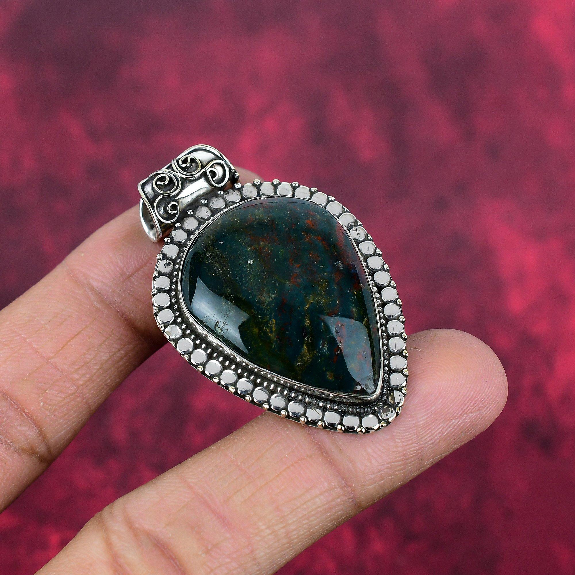 Bloodstone 925 Solid Sterling Silver Pendant Handmade Gemstone Jewelry, Gifts For Wife Brand New Pendant