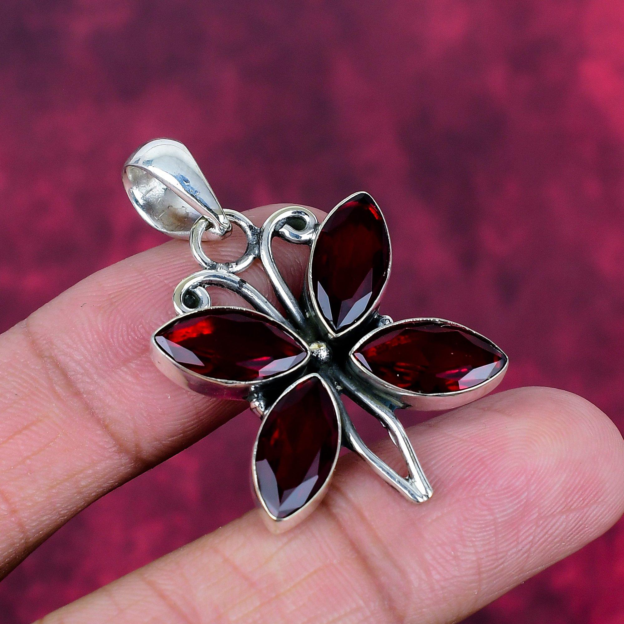 Red Garnet Jewelry, 925 Solid Sterling Silver Pendant, Handmade Gemstone Jewelry Pendant For Memorial Day