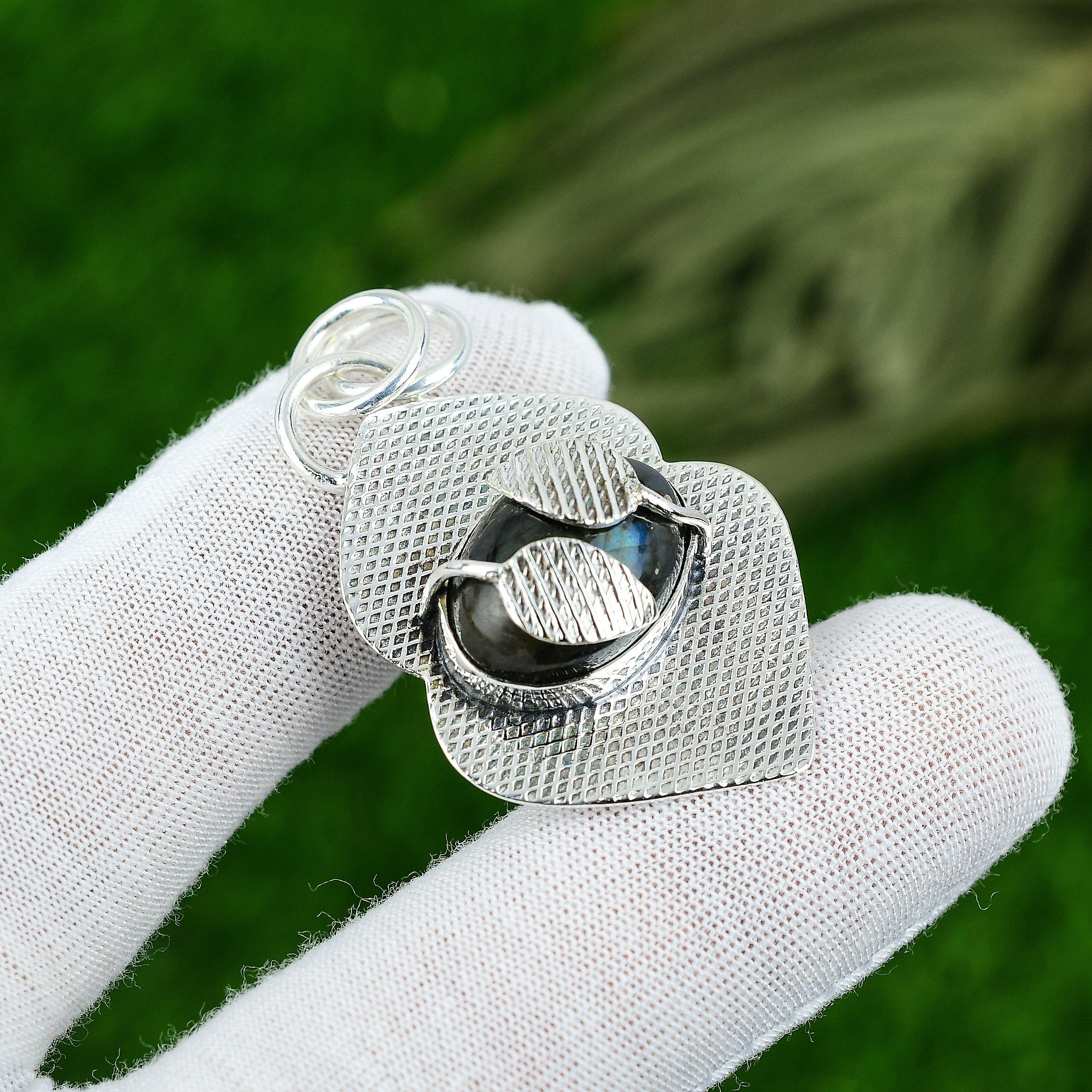 Hochzeitsgeschenk für Sie 925 Sterlingsilber Natürlicher Labradorit Edelstein Anhänger