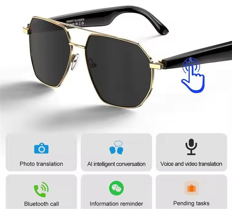 W100C Intelligente KI Übersetzungsbrille Mehrsprachiger Sprachübersetzer Brille BT Anruf Musik Kopfhörer Sonnenbrille Für Männer Frauen