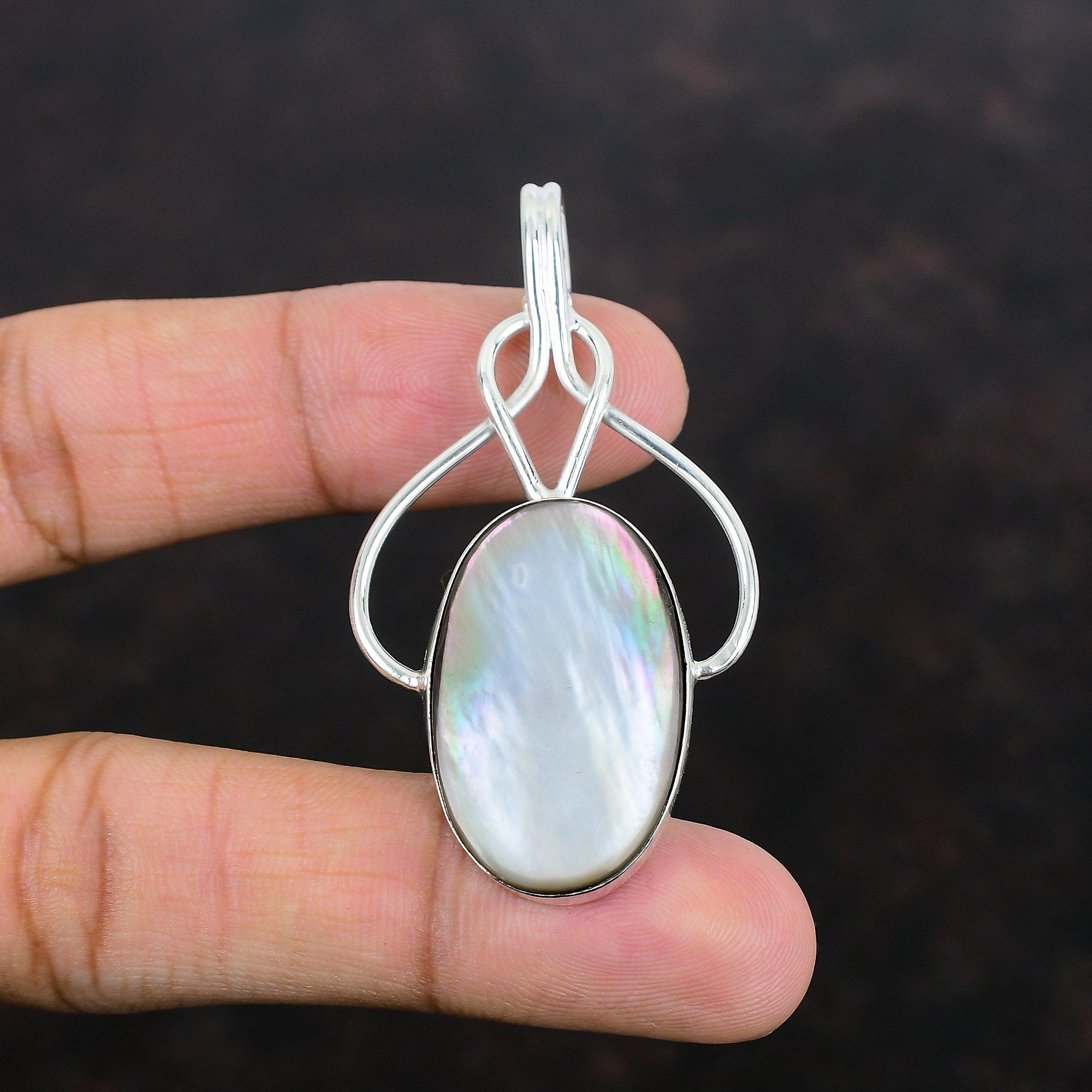 Mother Of Pearl Pendant 925 Sterling Silver Pendant Handmade Boho Jewelry Top Quality Gemstone Pendant Mother Of Pearl Jewelry Gifts For Mom