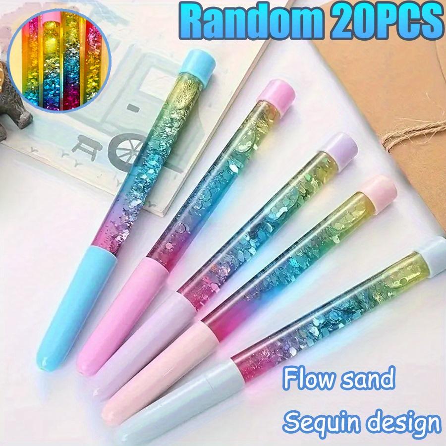 20 PCS Glitter Quicksand Gel Pens Fine Point 0.5mm Black Office Water-based Signature Pen Back School Beautiful Stationery Gift To Friend