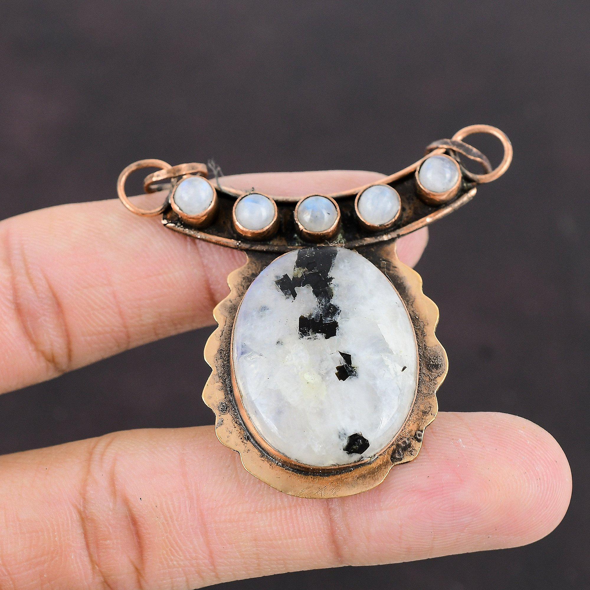 Rainbow Moonstone Pendant Copper Pendant Handmade Jewelry Stylish Pendant Gemstone Copper Jewelry Anniversary Gift For Mom Moonstone Jewelry