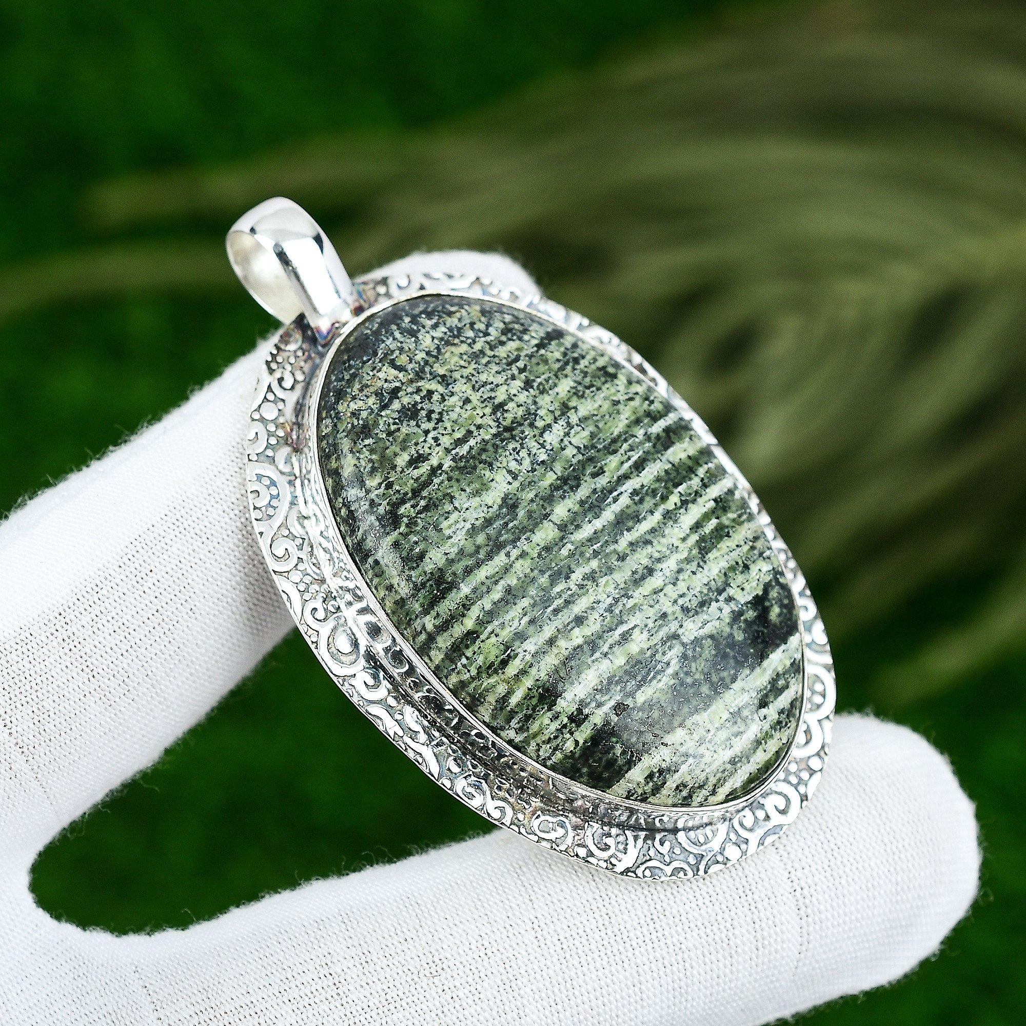 Gift For Women Pendant 925 Sterling Silver Natural Green Swiss Opal Gemstone