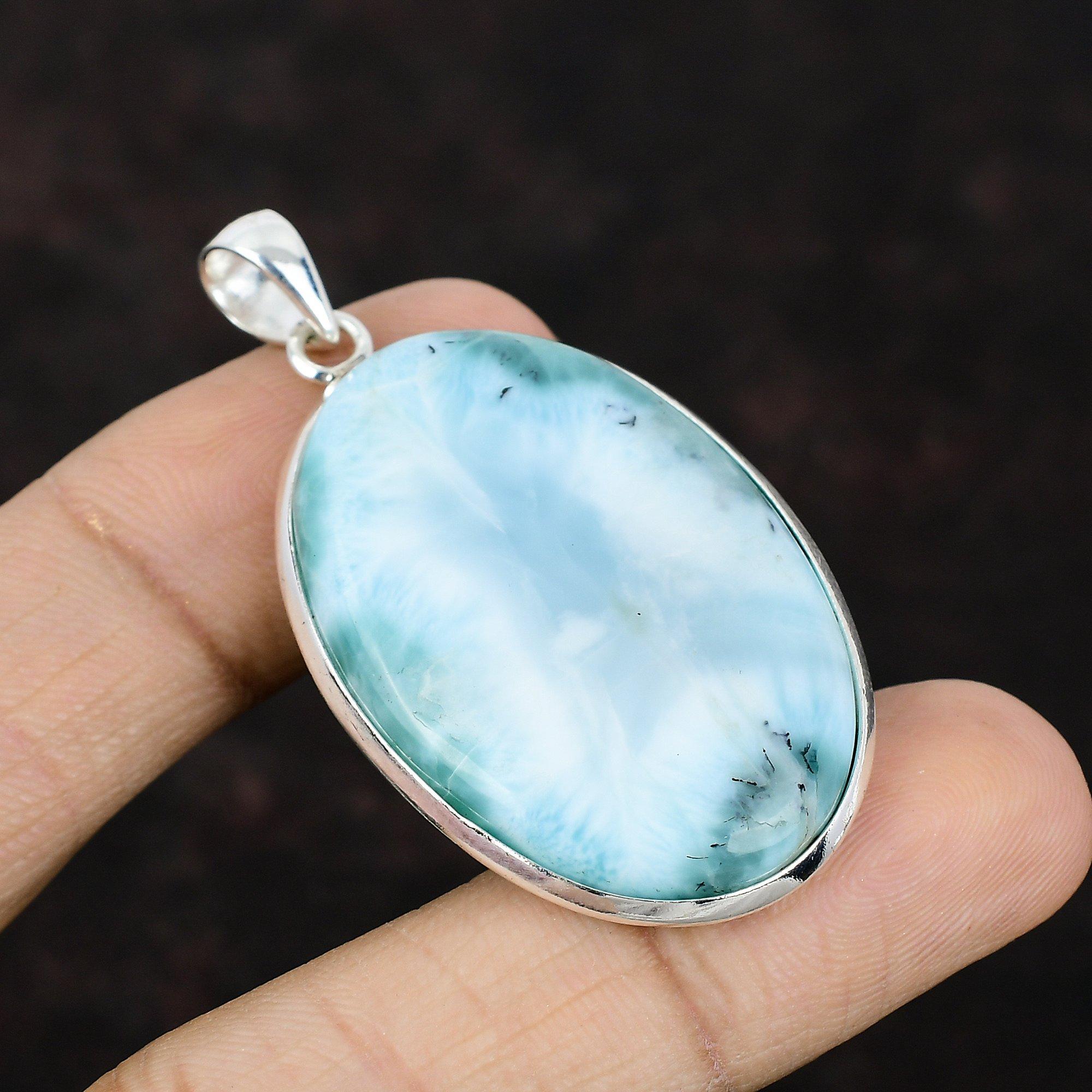 Larimár Drágakő Medál Kézzel Készített Medál 925 Sterling Ezüst Medál Larimár Ékszer Elegáns Medál Évfordulós Ajándék Nőknek Női Medál