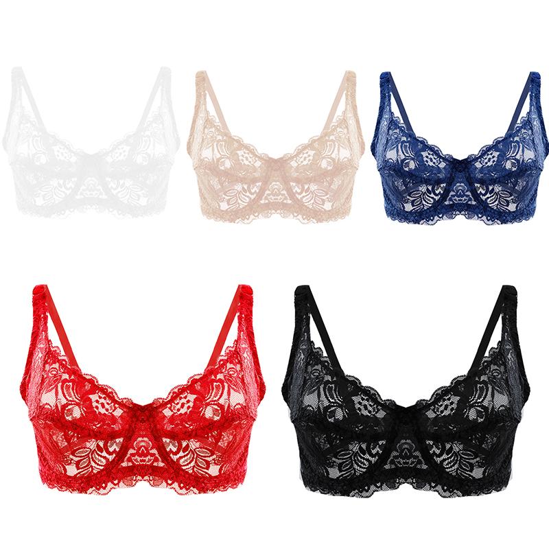 Europa e Stati Uniti Reggiseno sexy monostrato sottile con pizzo completo, reggiseno senza cotone con anello in acciaio, regolabile, per grandi cantieri